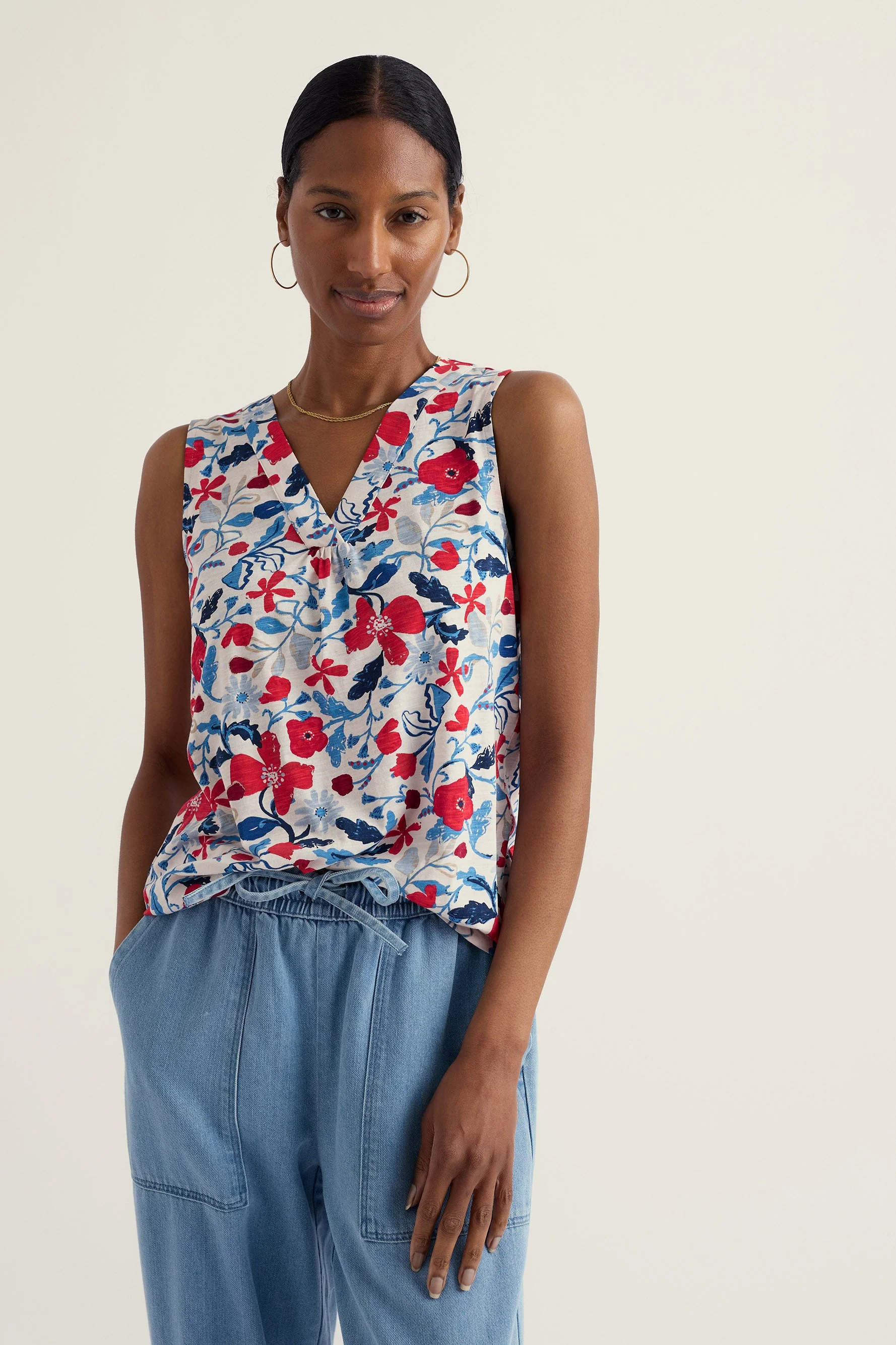 Achilla Floral Jersey Vest - Winding Meadow Chalk - Image 2