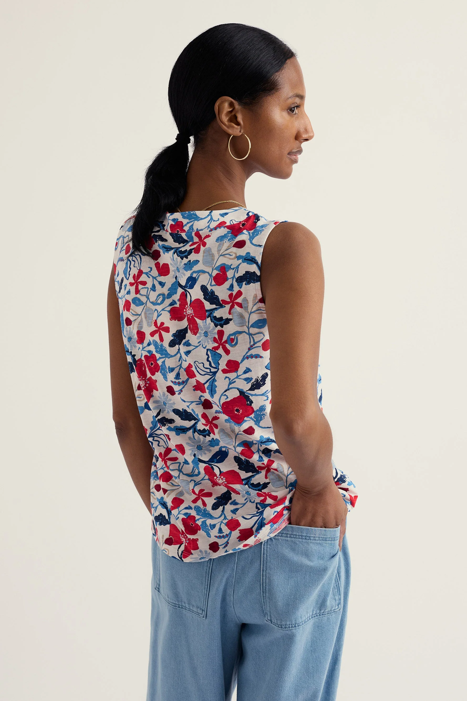 Achilla Floral Jersey Vest - Winding Meadow Chalk - Image 3