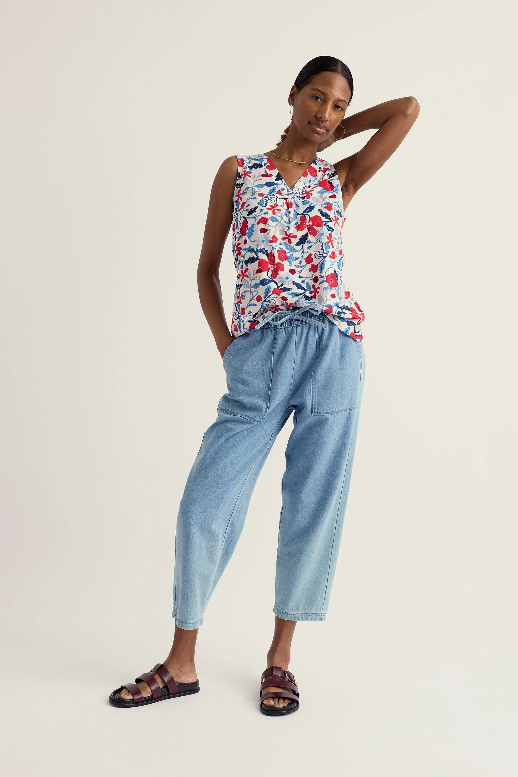 Achilla Floral Jersey Vest - Winding Meadow Chalk - Image 5