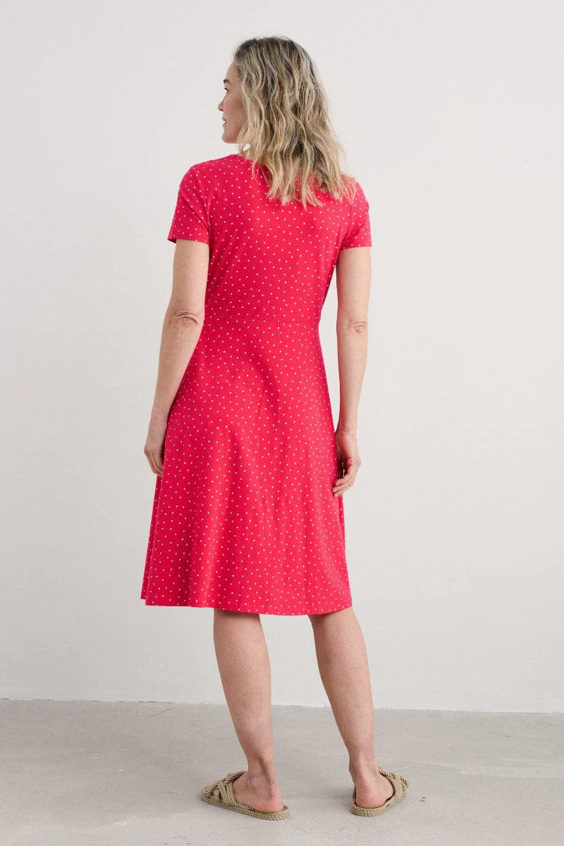 April Short Sleeve Dress - Rustic Spot Raspberry - Image 3