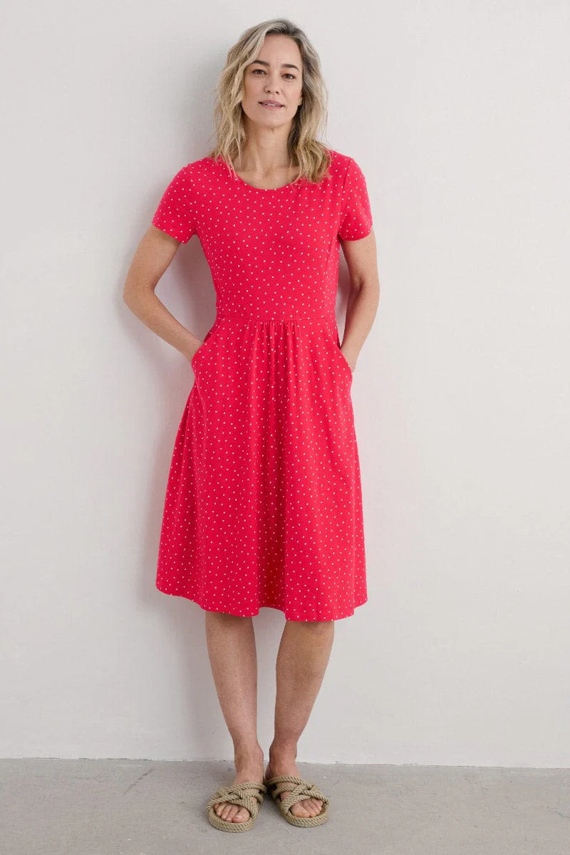 April Short Sleeve Dress - Rustic Spot Raspberry - Image 4