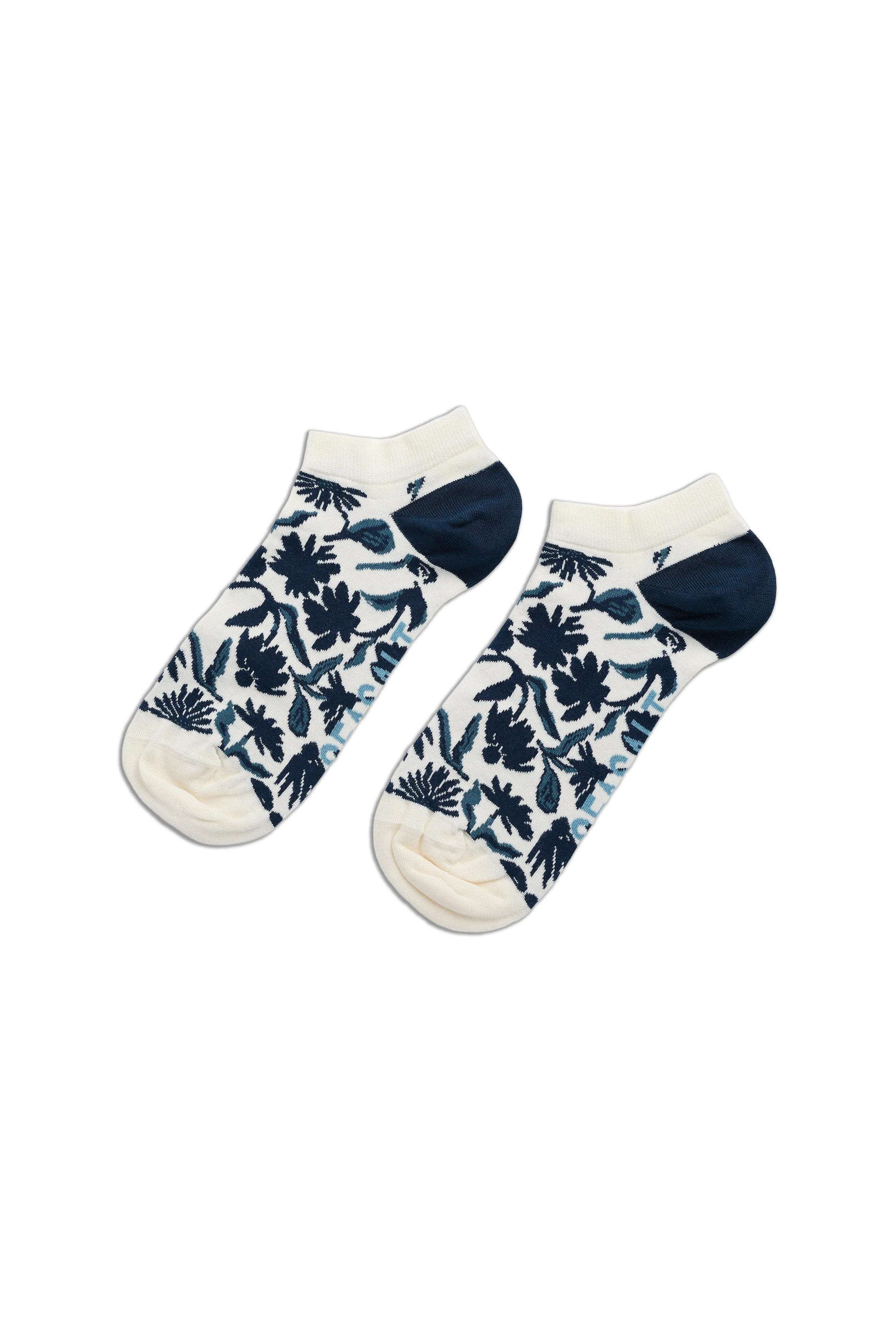 Bamboo Arty Trainer Socks - Inked Flowers Ocean Drift