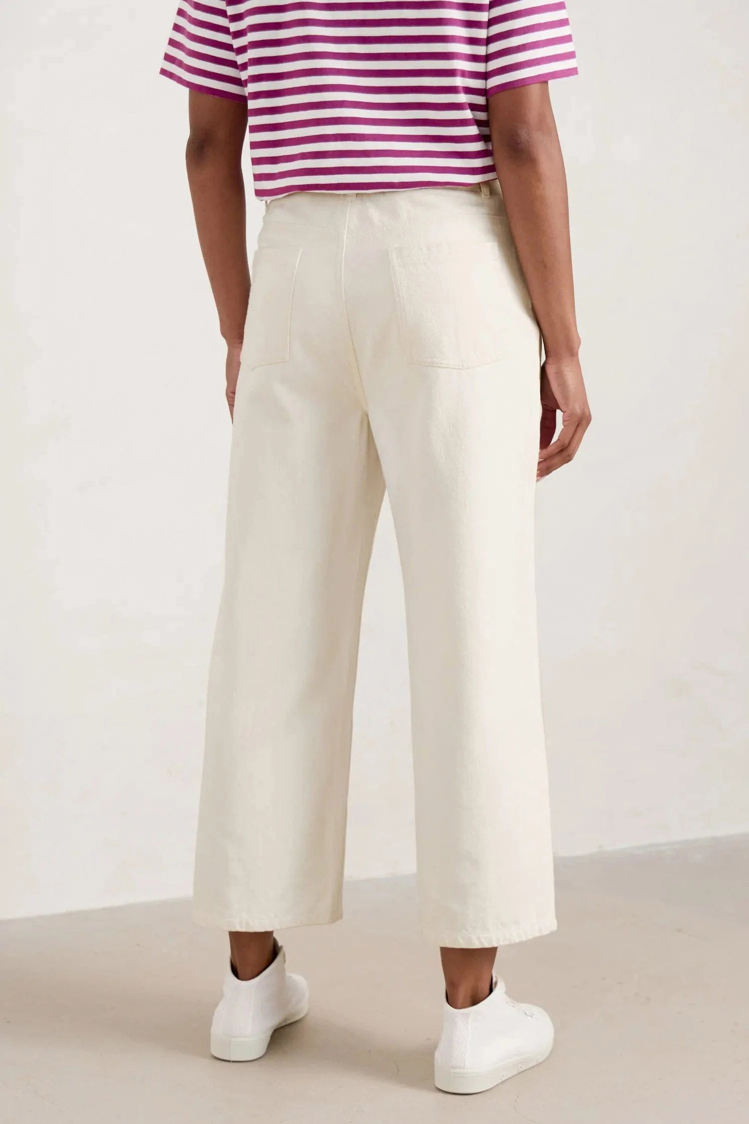 Barnes Organic Cotton Denim Crops - Ecru Twill Slub - Image 3