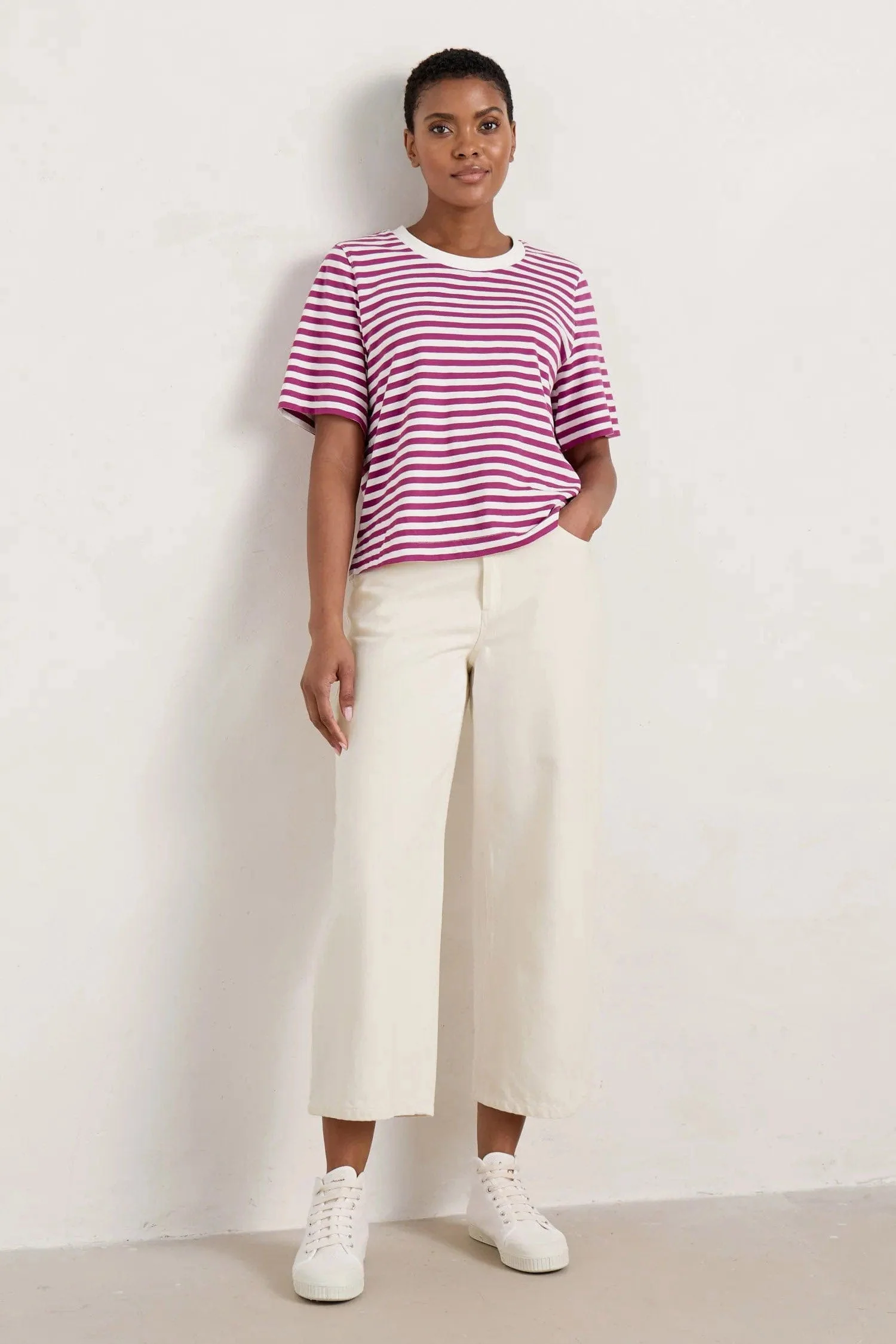 Barnes Organic Cotton Denim Crops - Ecru Twill Slub - Image 4