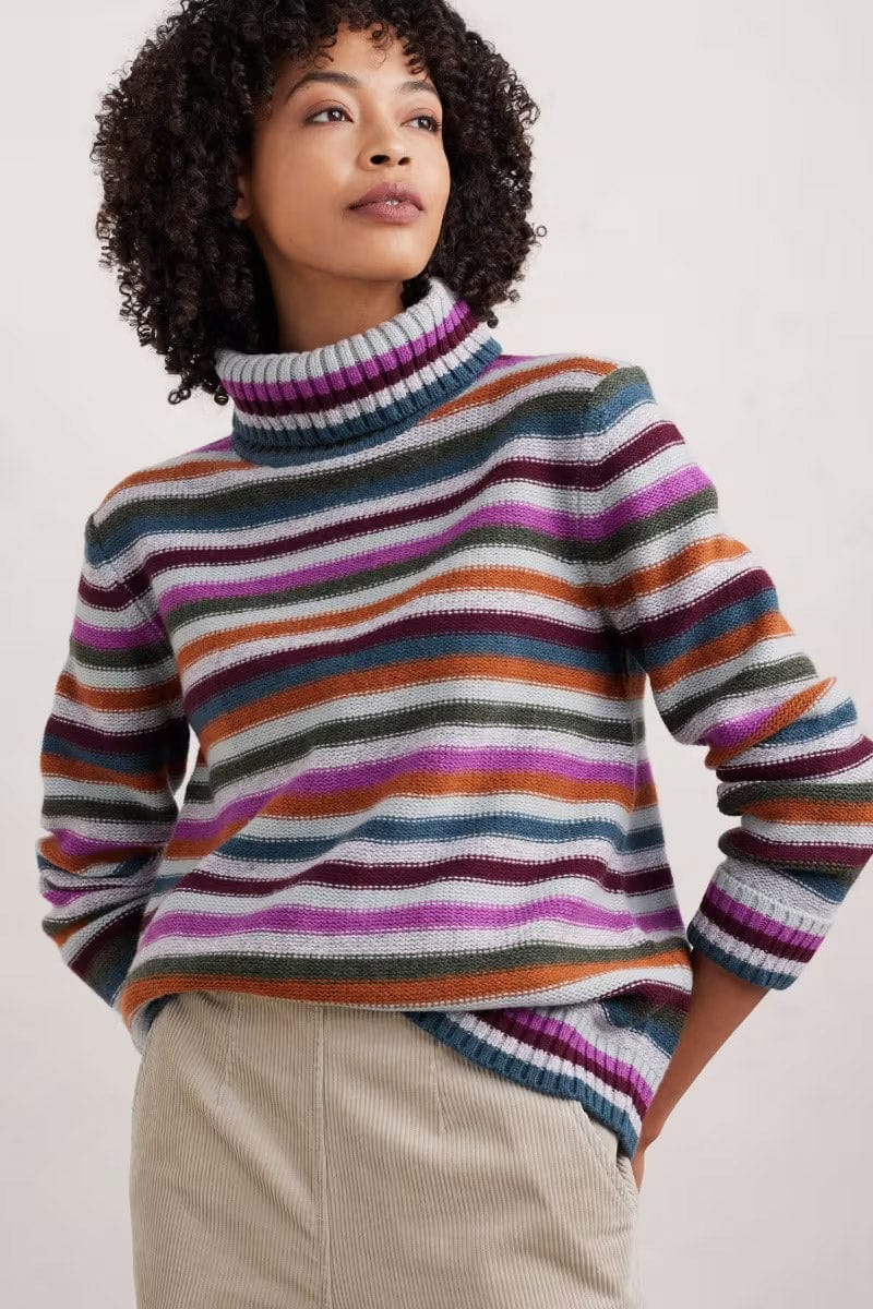 Braque Stripe Wool Jumper - Wool Interplay Wild Orchid - Image 2