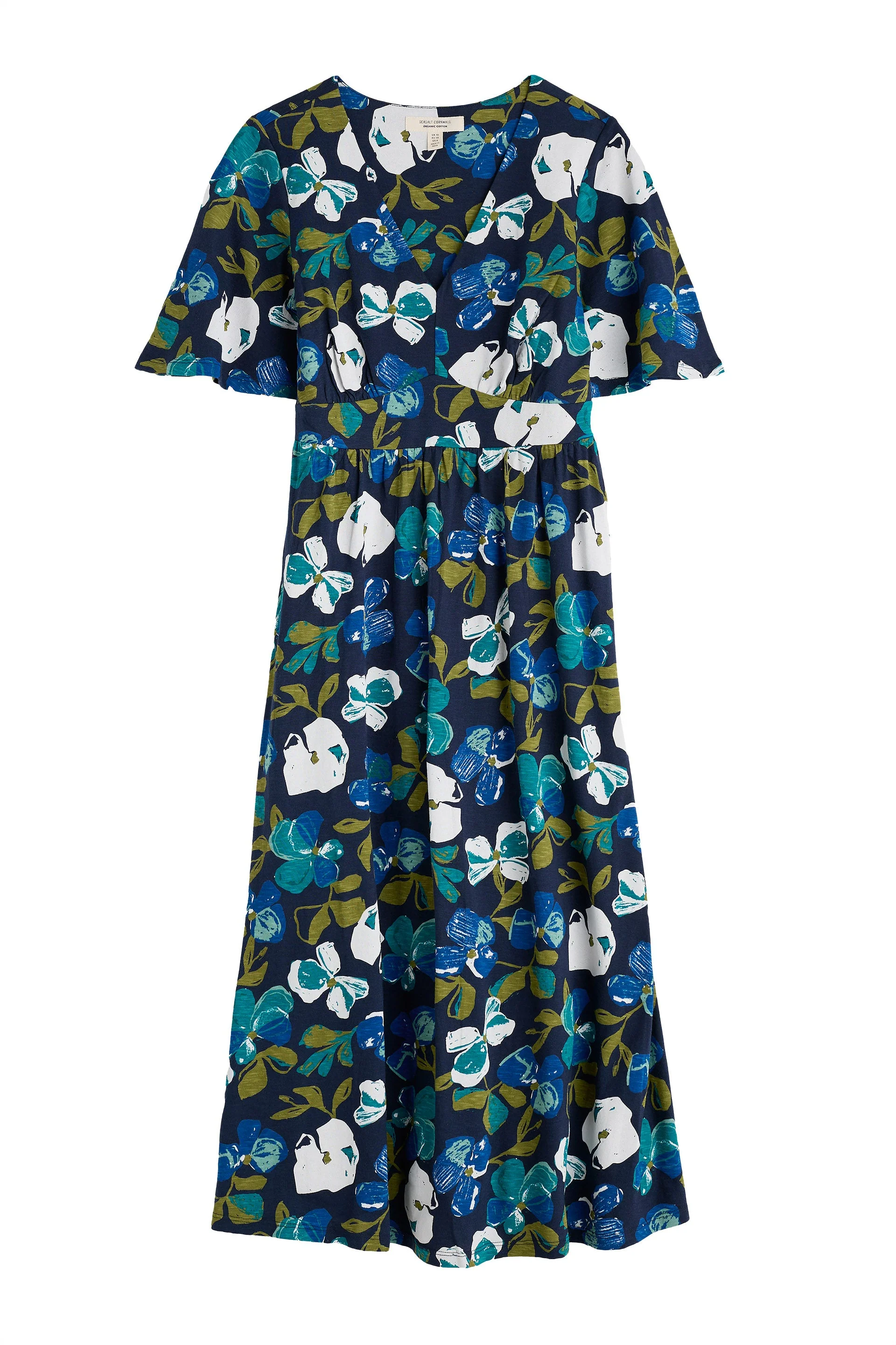 Chateaux Half Sleeve Dress - Lamorna Bloom Maritime