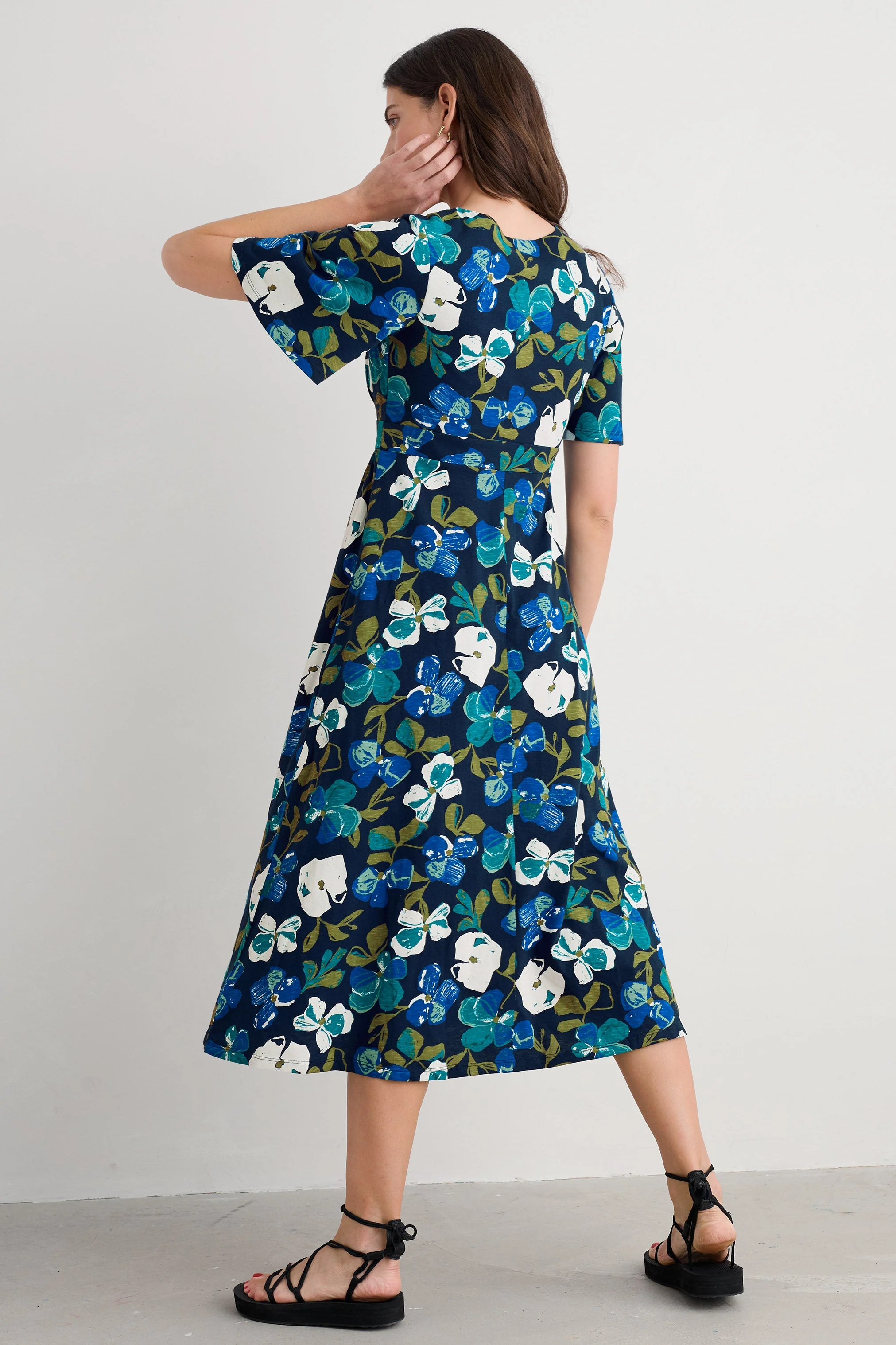 Chateaux Half Sleeve Dress - Lamorna Bloom Maritime - Image 3