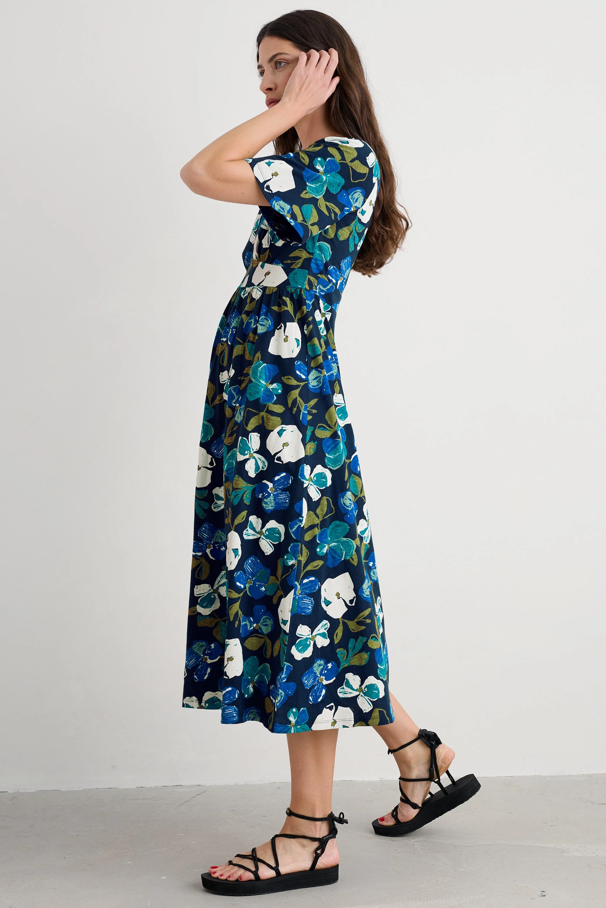 Chateaux Half Sleeve Dress - Lamorna Bloom Maritime - Image 4