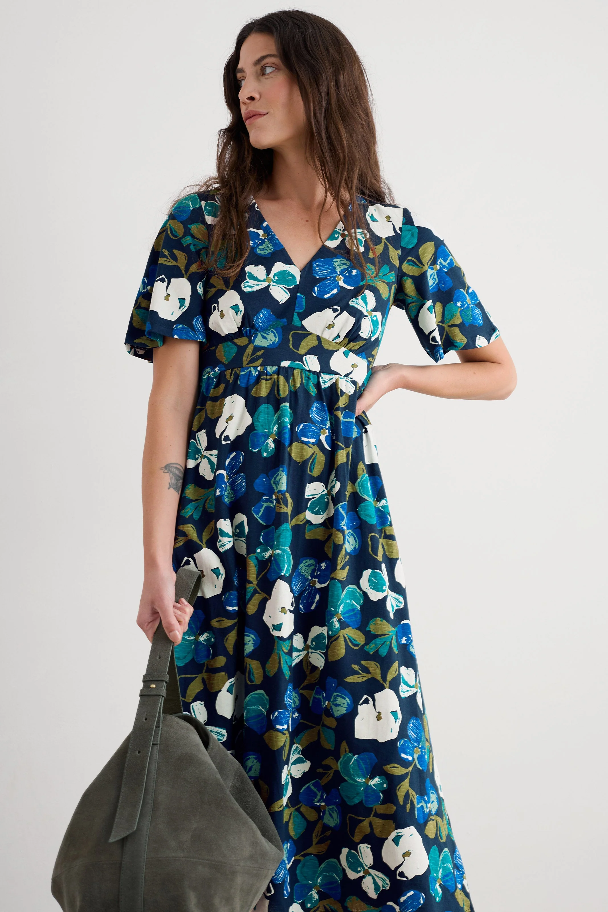 Chateaux Half Sleeve Dress - Lamorna Bloom Maritime - Image 5