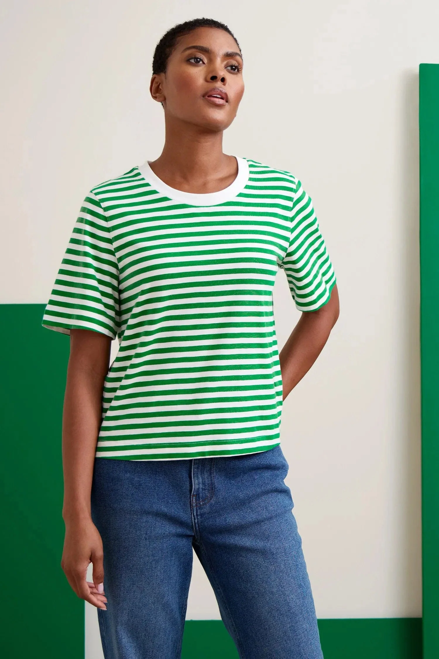 Copseland Striped T-Shirt - Mini Cornish Island Chalk - Image 2