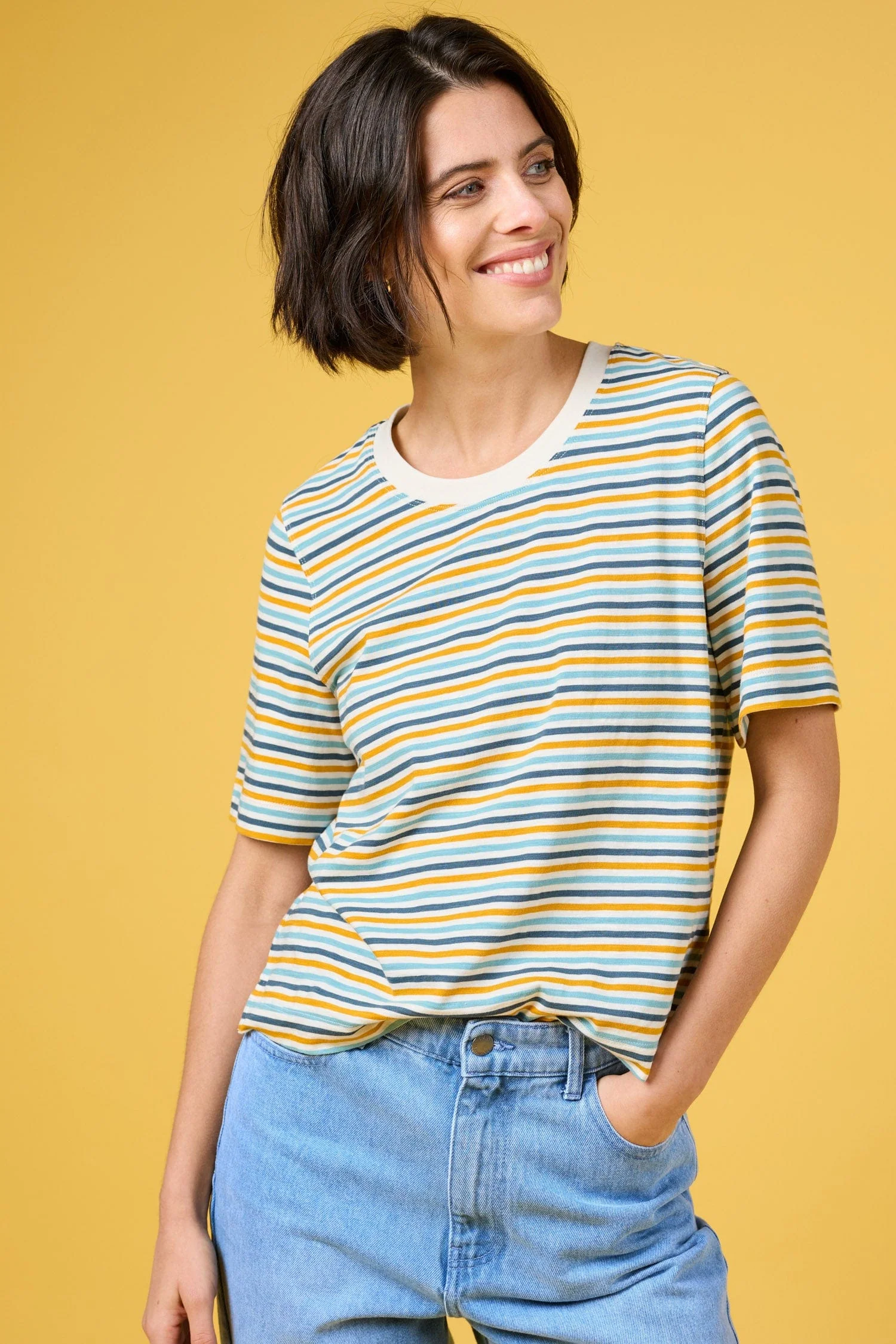 Copseland Striped T-Shirt - Pellitras Turmeric - Image 2