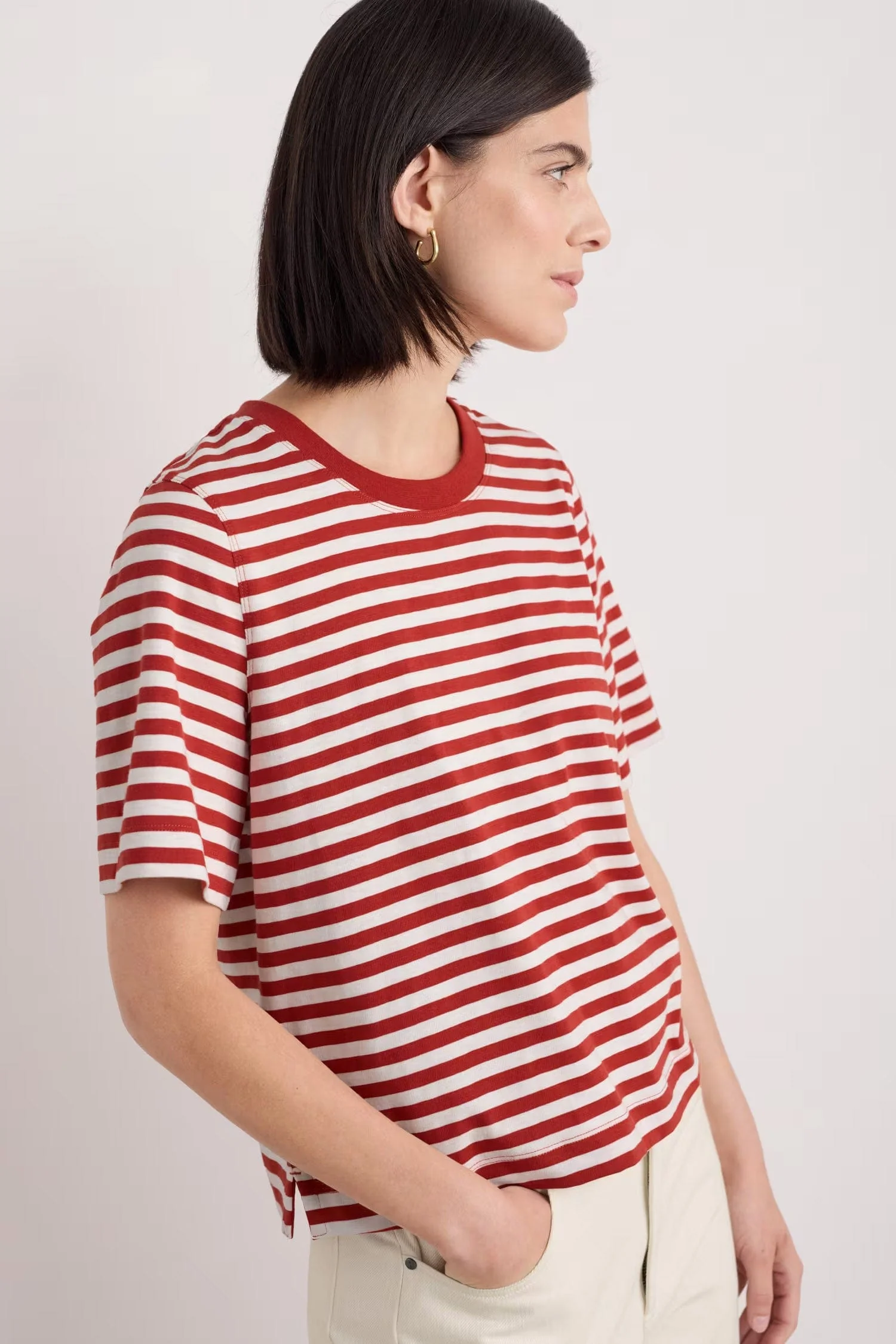 Copseland T-Shirt - Mini Cornish Chalk Dark Cinnamon - Image 4