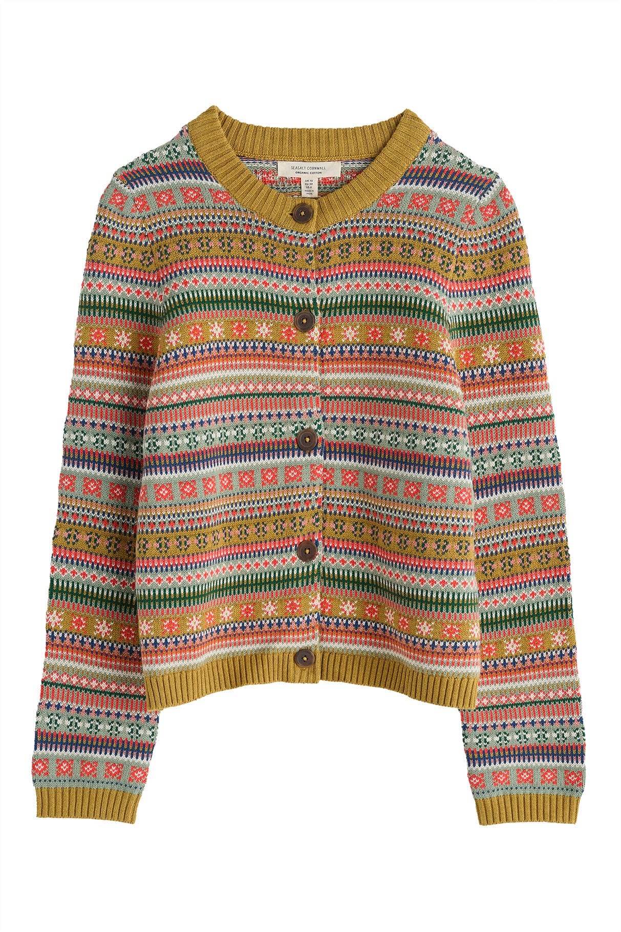 Cove Cottage Fair Isle Cardigan - Carved Relief Pear Multi