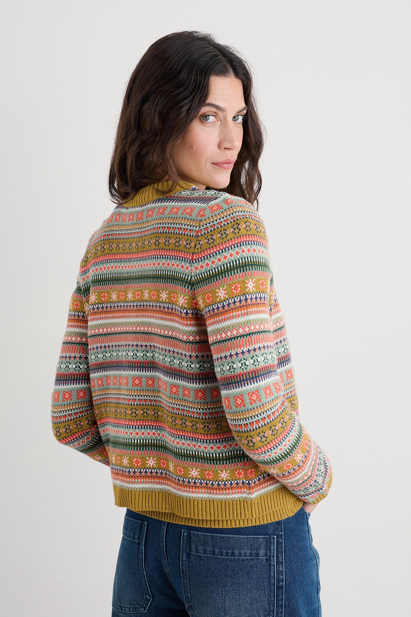 Cove Cottage Fair Isle Cardigan - Carved Relief Pear Multi - Image 4