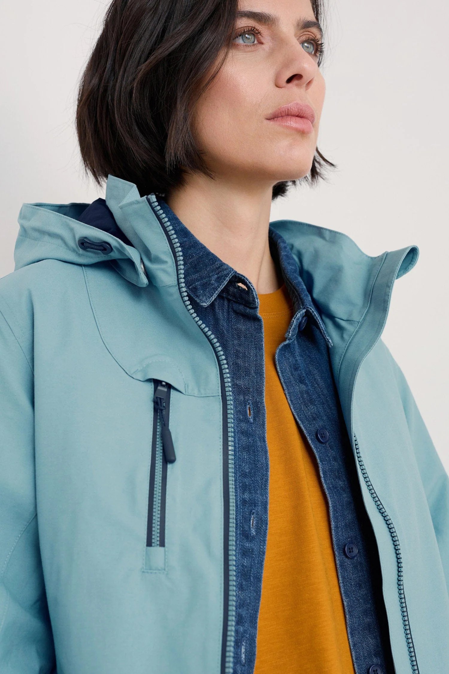 Coverack Waterproof Coat - Hail - Image 5