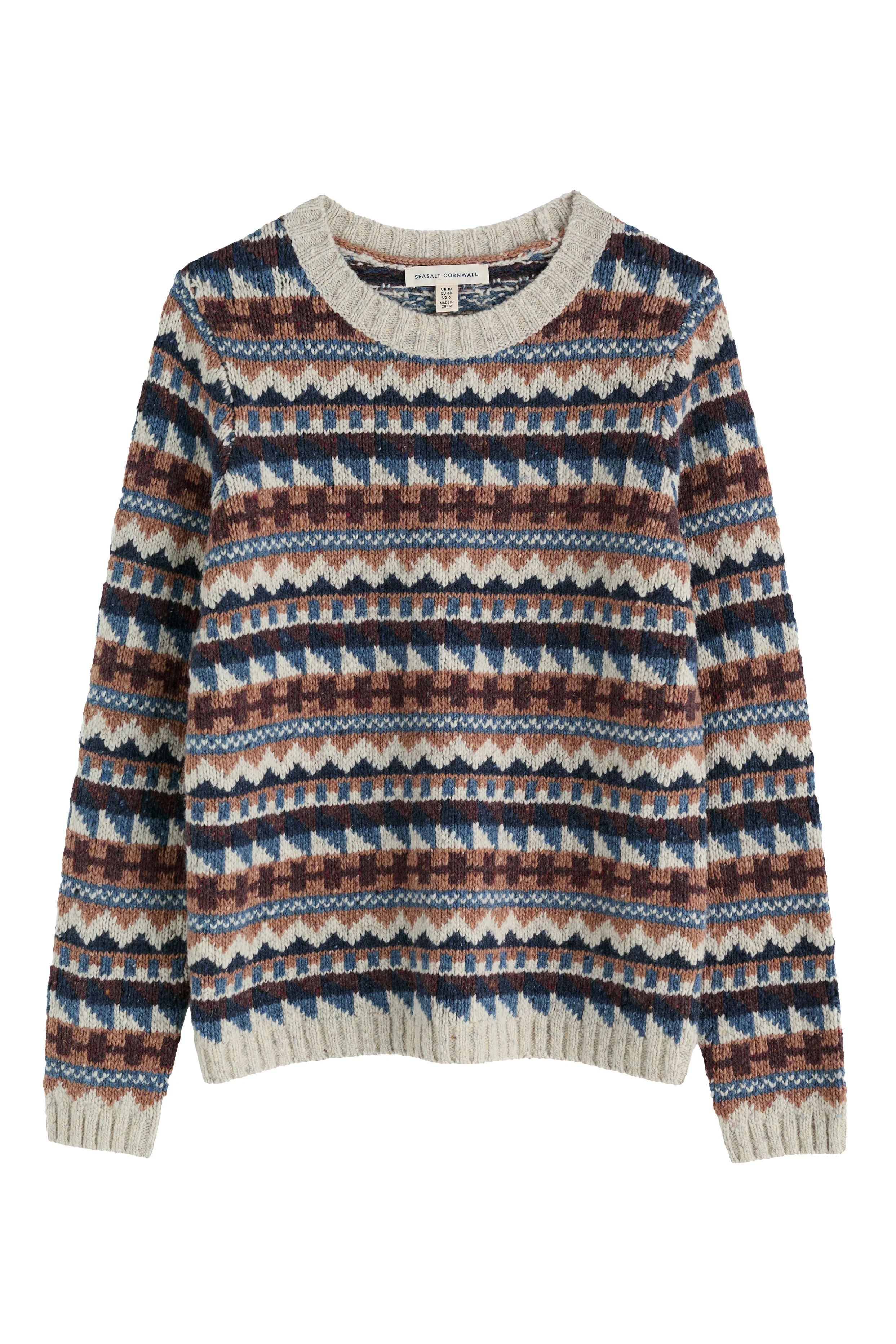 Dawson Pick Fairisle Jumper - Zig Zag Geo Wicker Shore