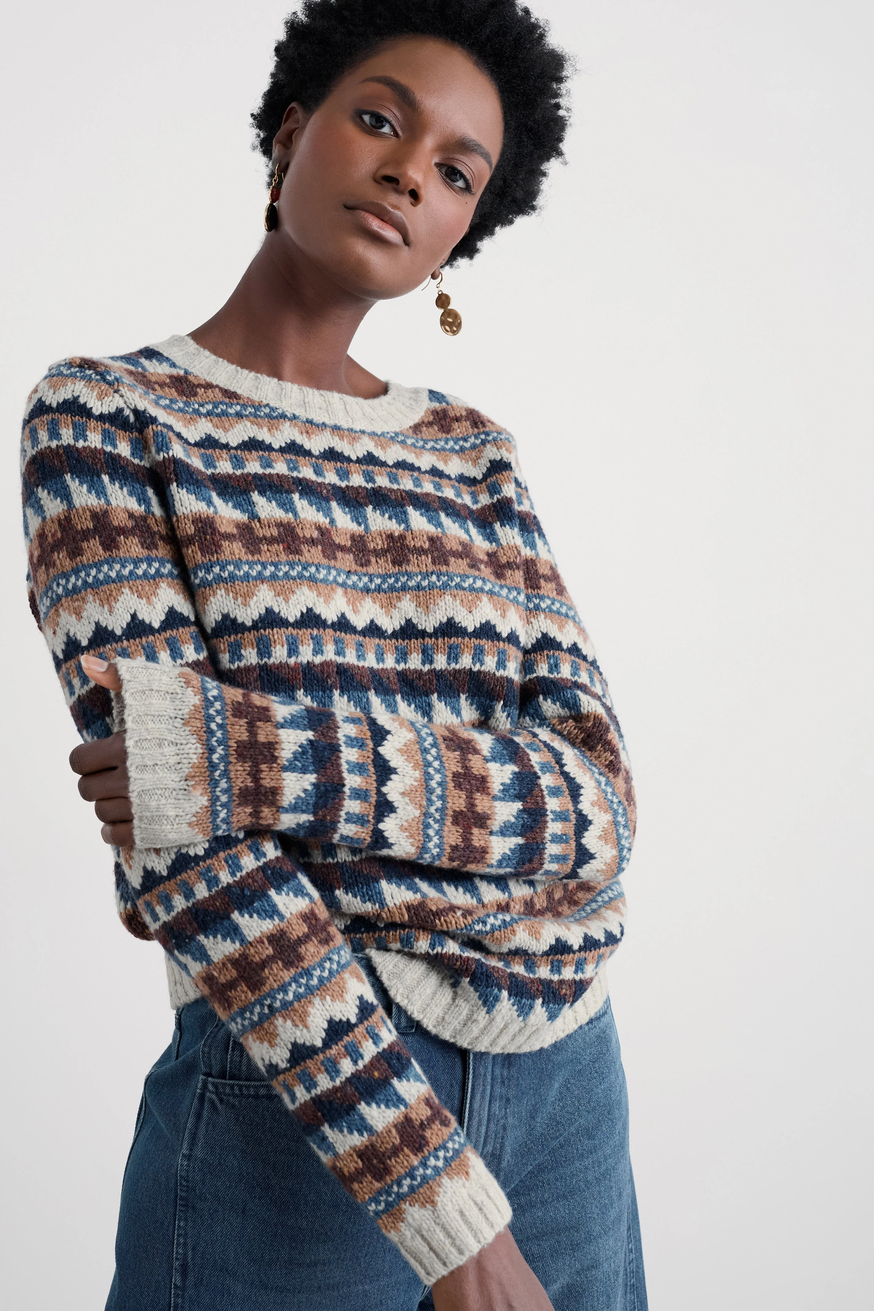 Dawson Pick Fairisle Jumper - Zig Zag Geo Wicker Shore - Image 2