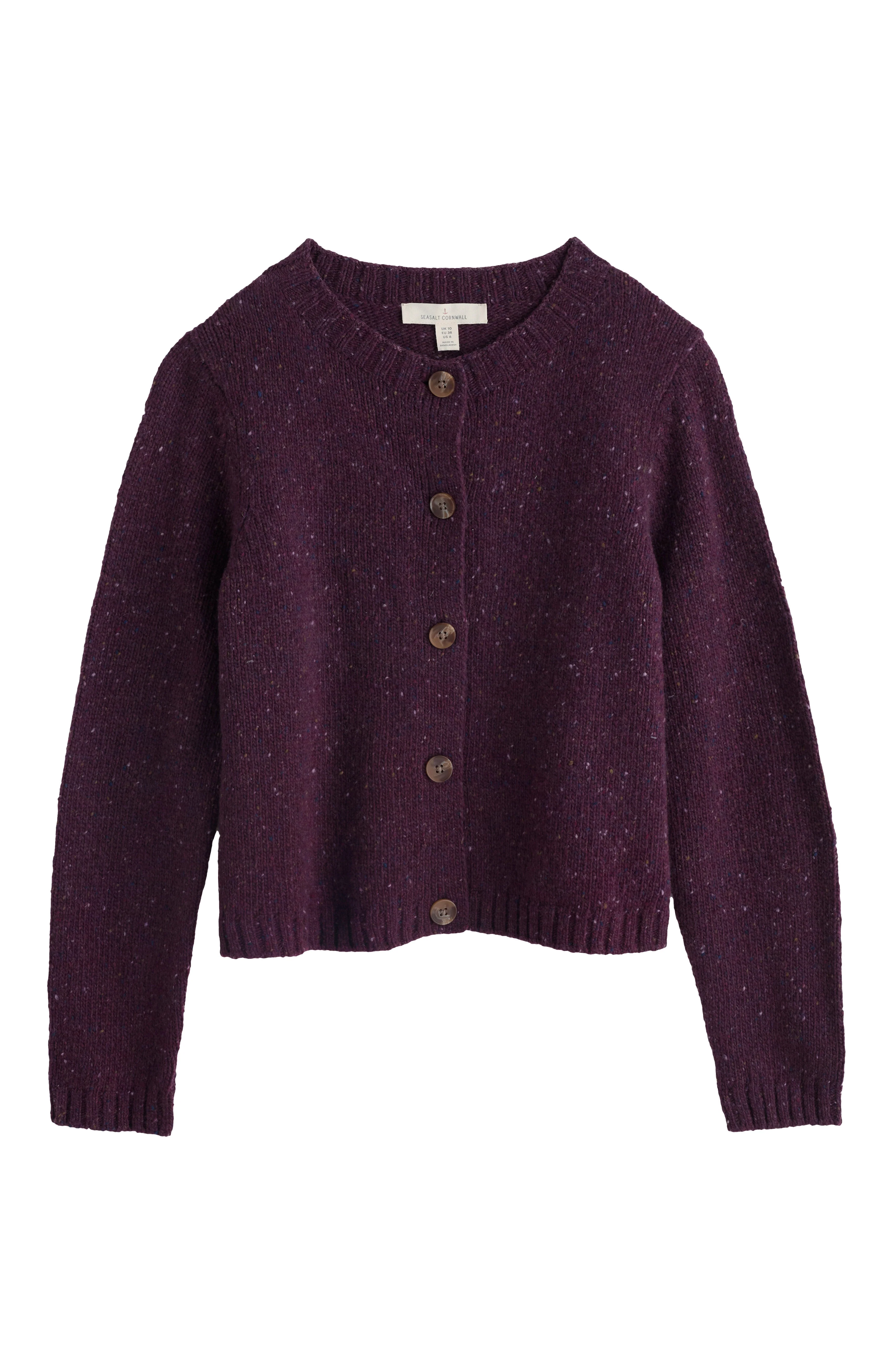 Dawson Pick Merino Wool Cardigan - Grape