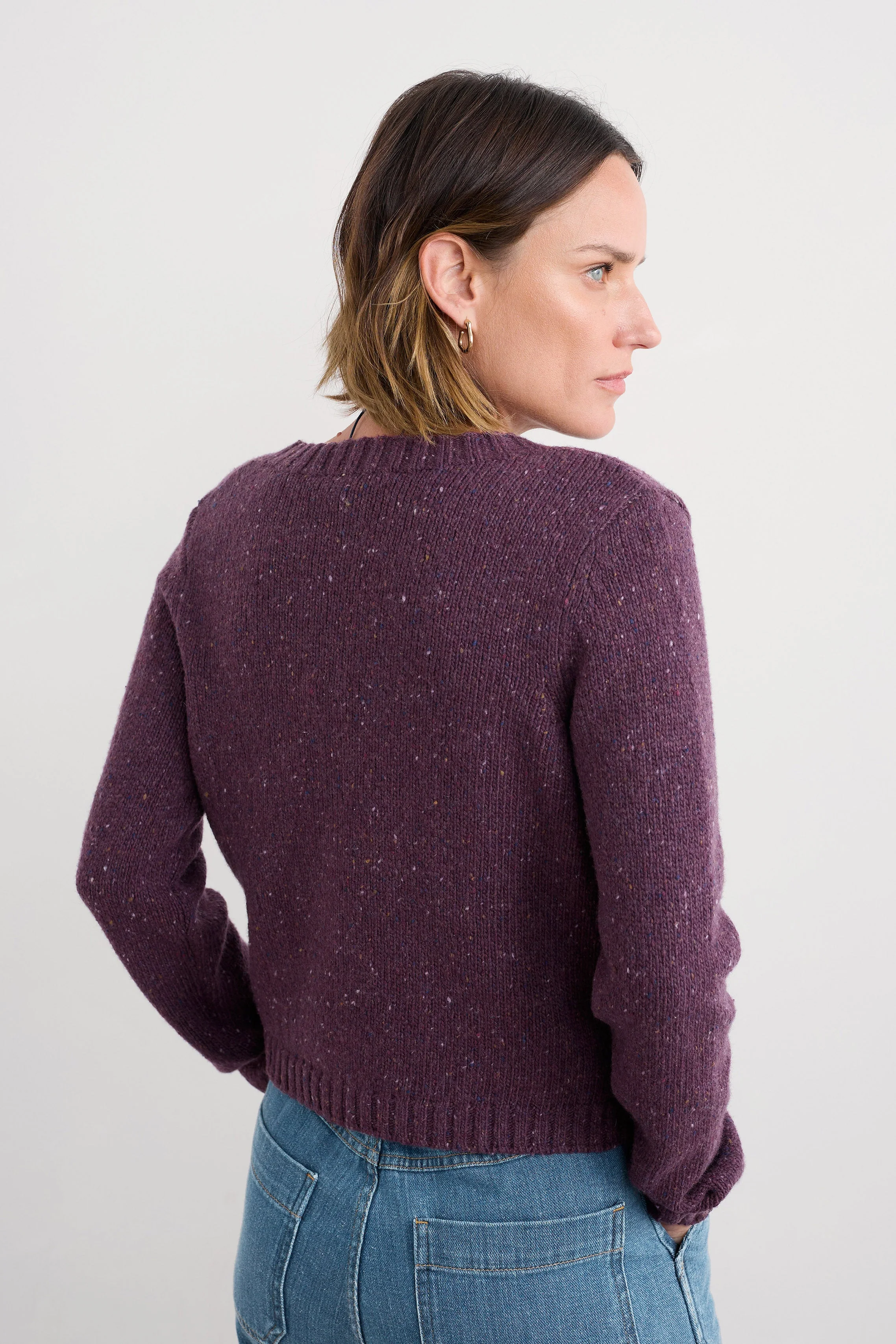 Dawson Pick Merino Wool Cardigan - Grape - Image 3