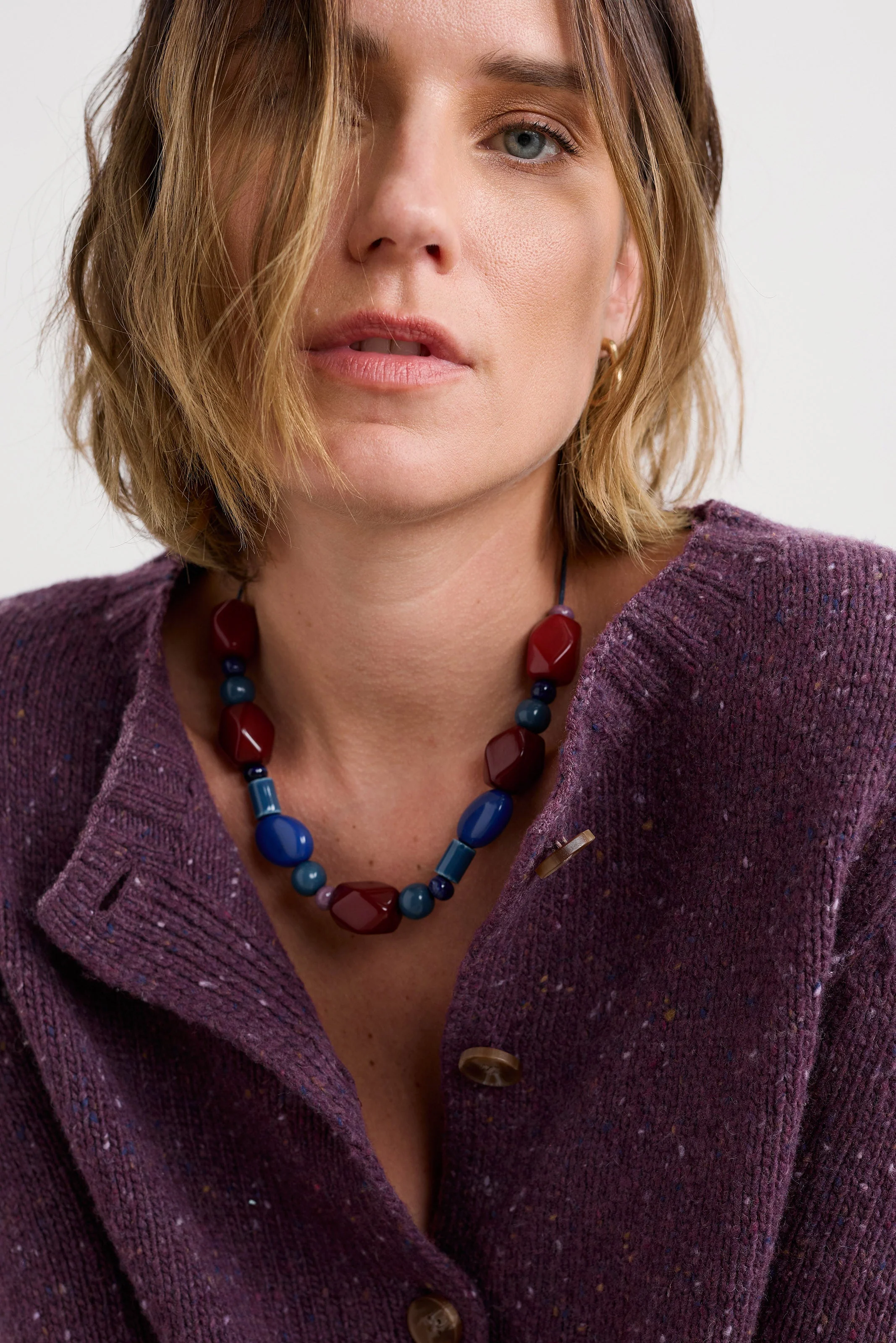 Dawson Pick Merino Wool Cardigan - Grape - Image 4