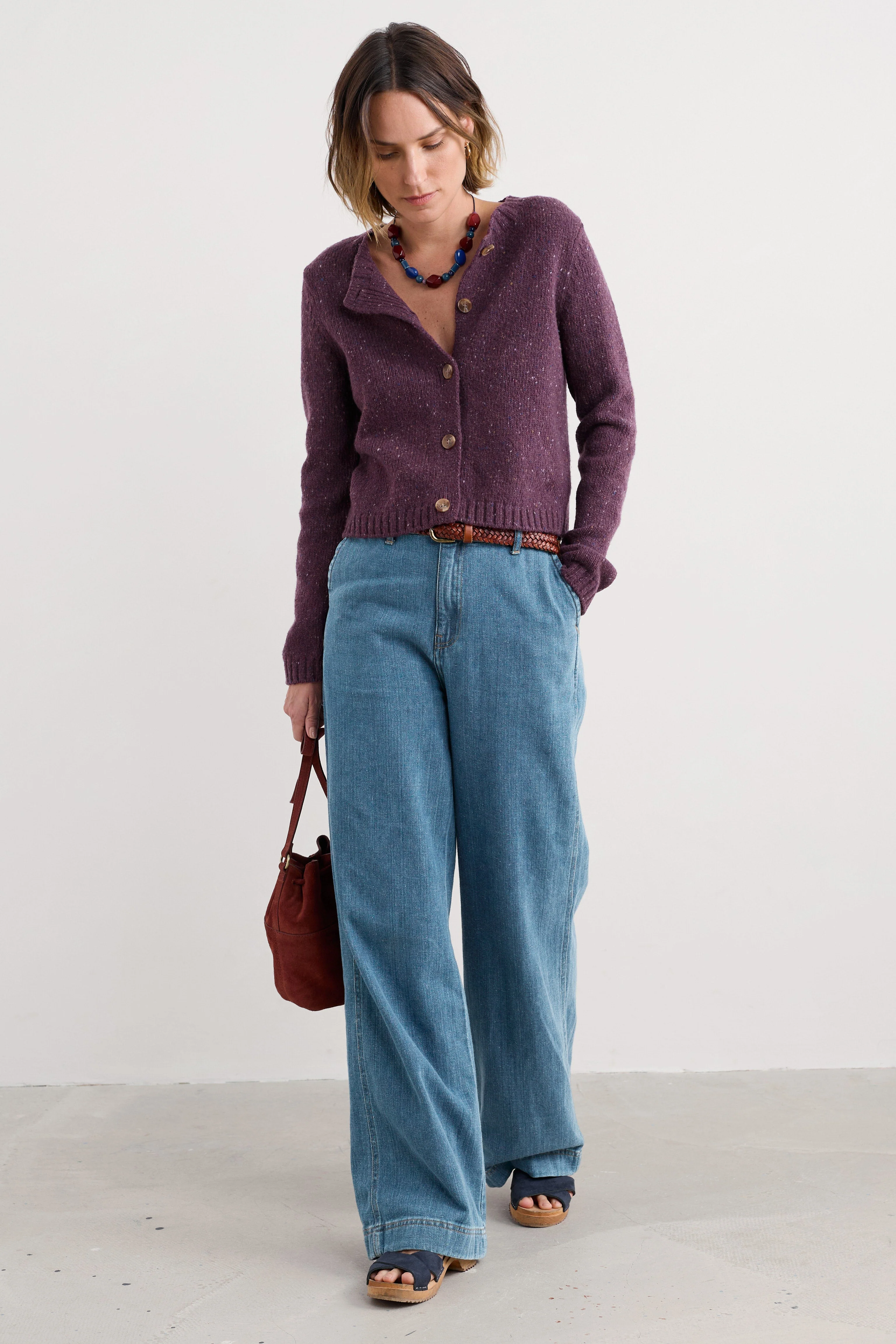 Dawson Pick Merino Wool Cardigan - Grape - Image 5