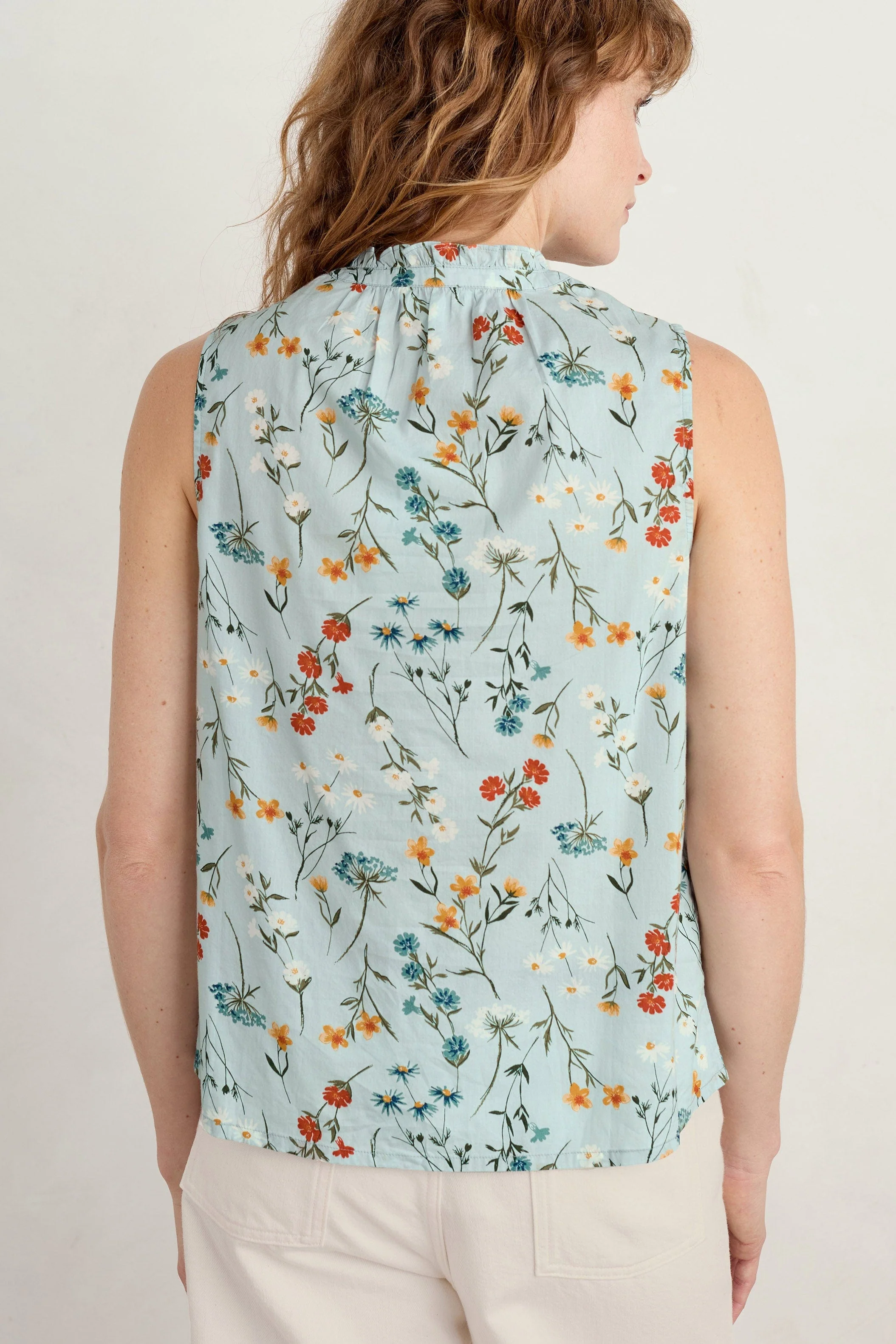 Flower Fields Sleeveless Top - Wildflower Stems Reflection - Image 4