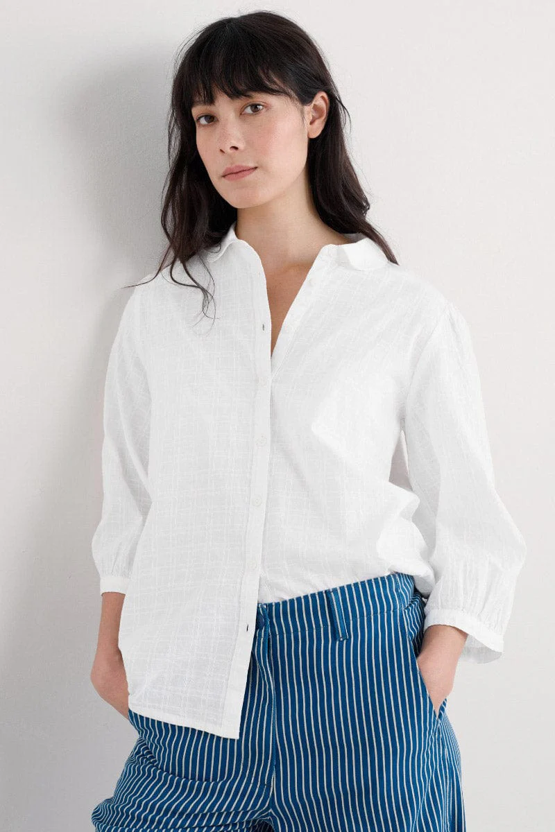 Hope Cottage Organic Cotton Self Check Blouse - Salt - Image 2
