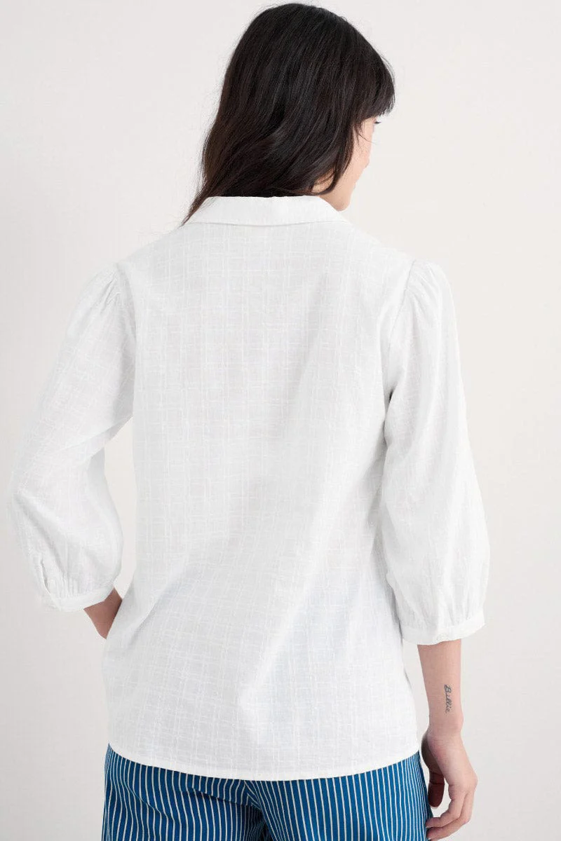 Hope Cottage Organic Cotton Self Check Blouse - Salt - Image 3