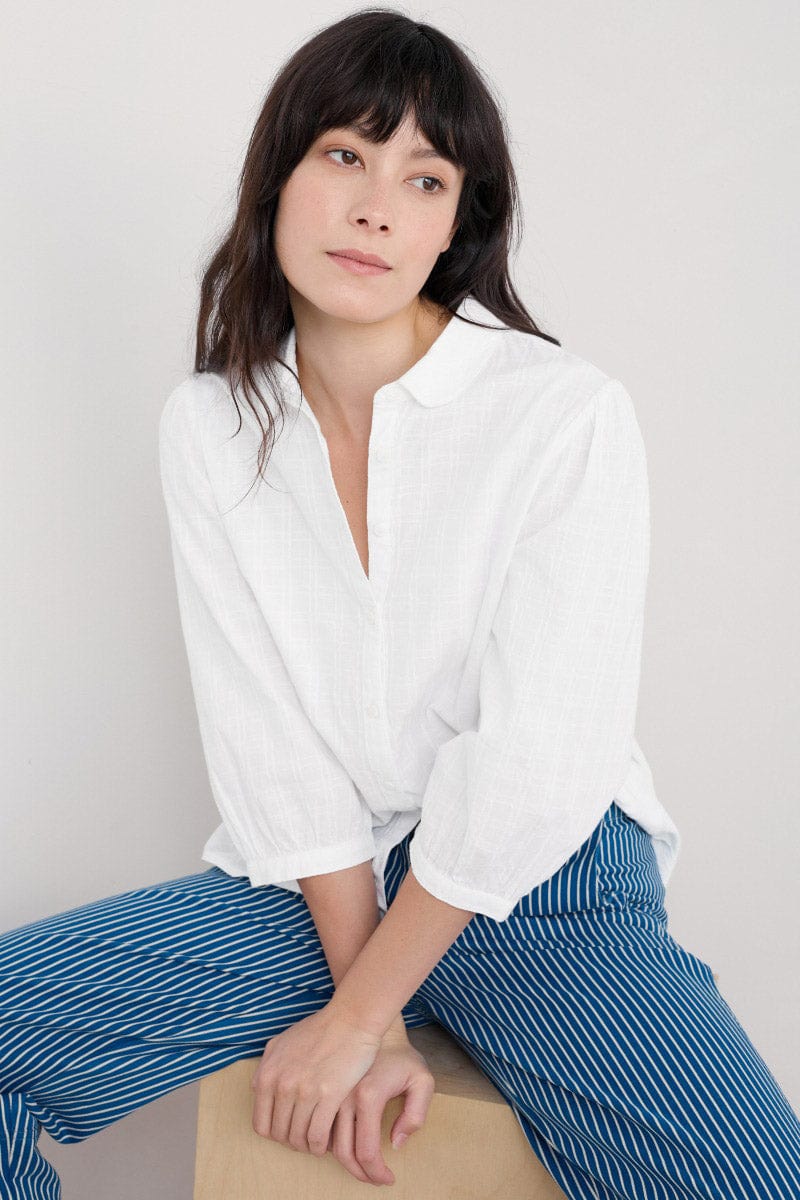 Hope Cottage Organic Cotton Self Check Blouse - Salt - Image 4