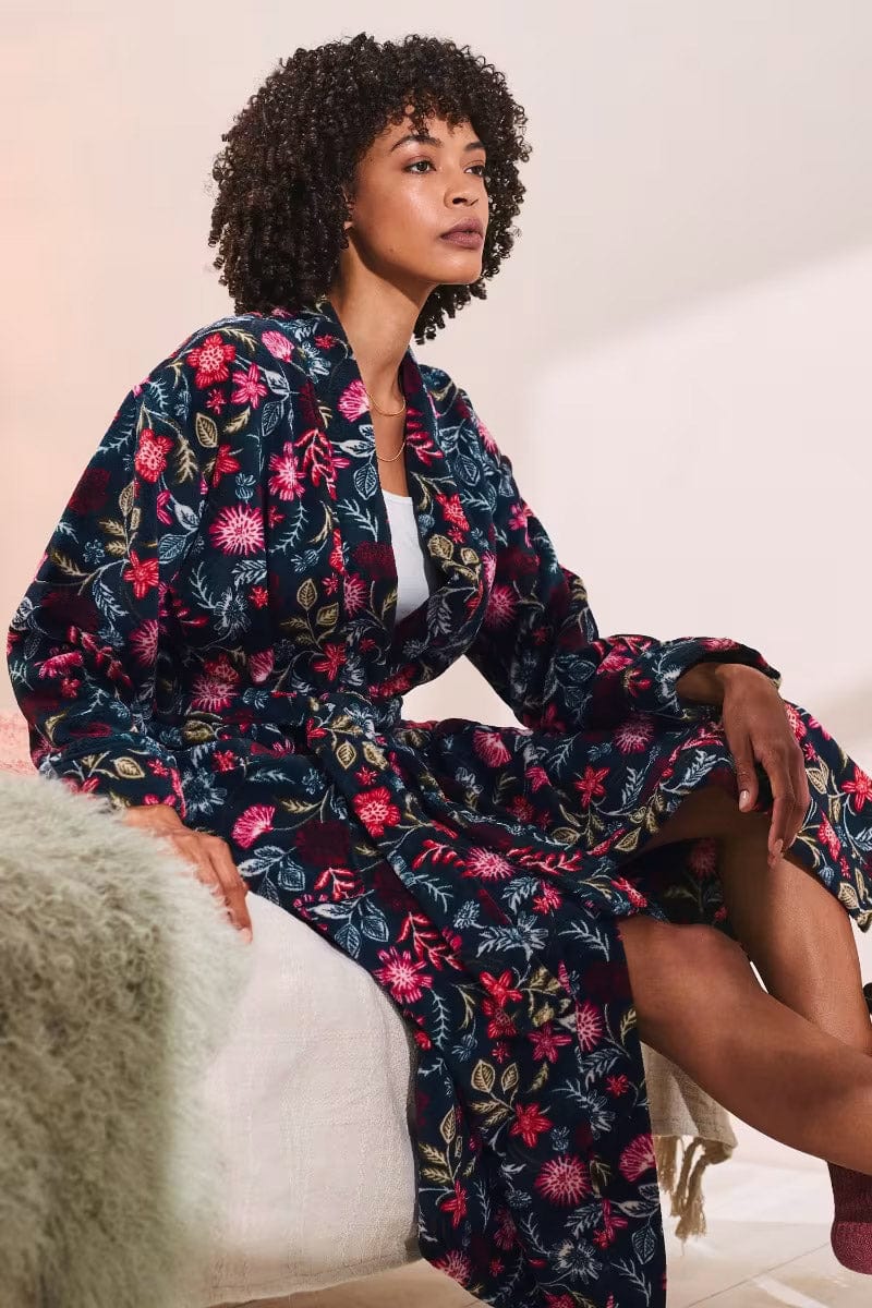 Hushing Dressing Gown - Woodblock Bloom Dahlia - Image 3