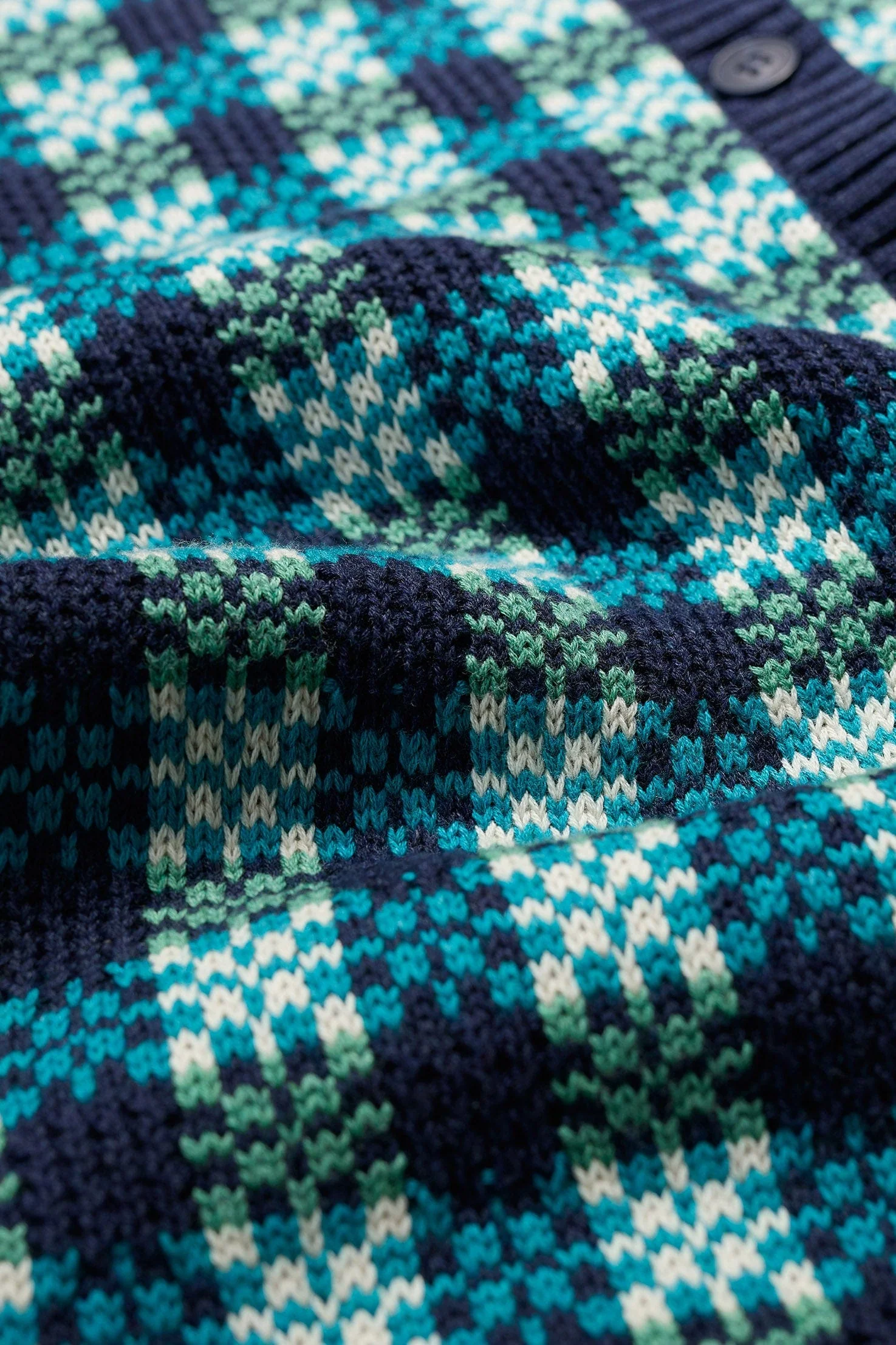 Kensa Organic Cotton Checked Cardigan - Circlet Maritime Emulsion - Image 6