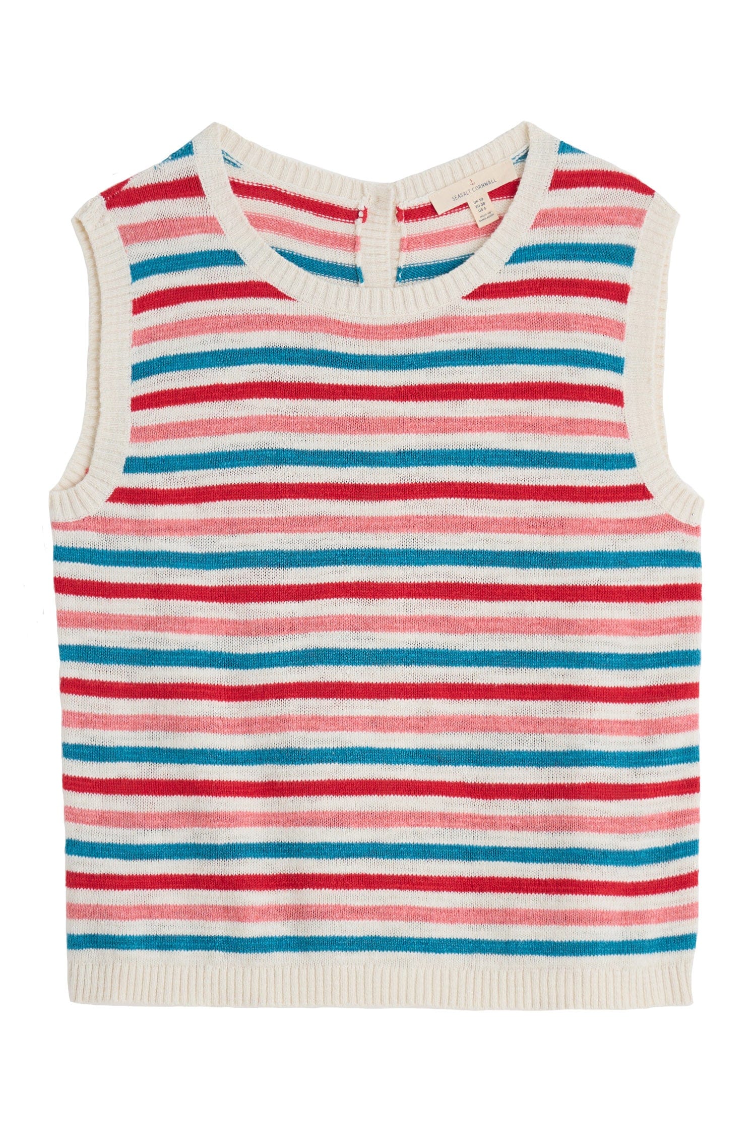 Knavock Cotton-Linen Knitted Vest - Mini Cornish Pink Sky Mix