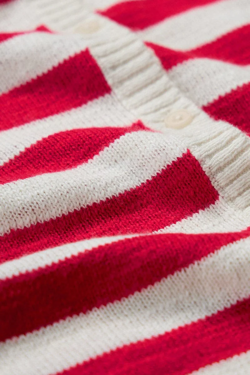 Knavock Striped Jumper - Cornish Chalk Scarlet - Image 7