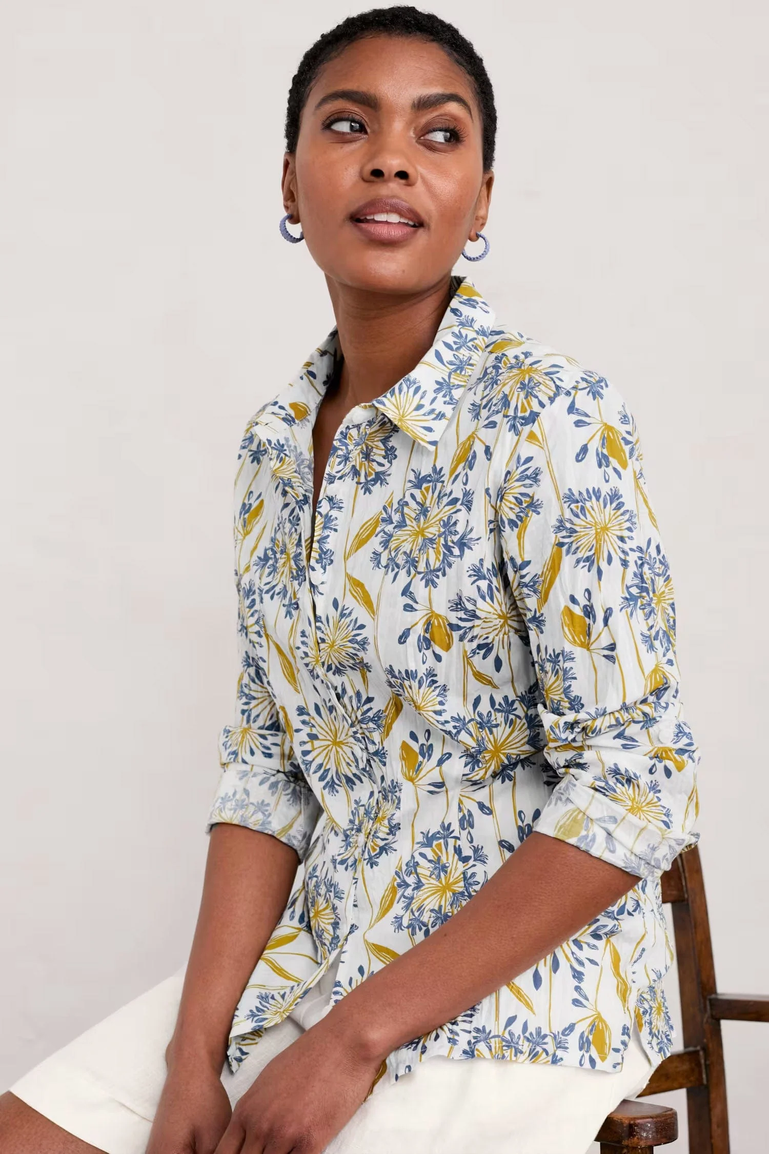 Larissa Organic Cotton Shirt - Agapanthus Lino Chalk - Image 2