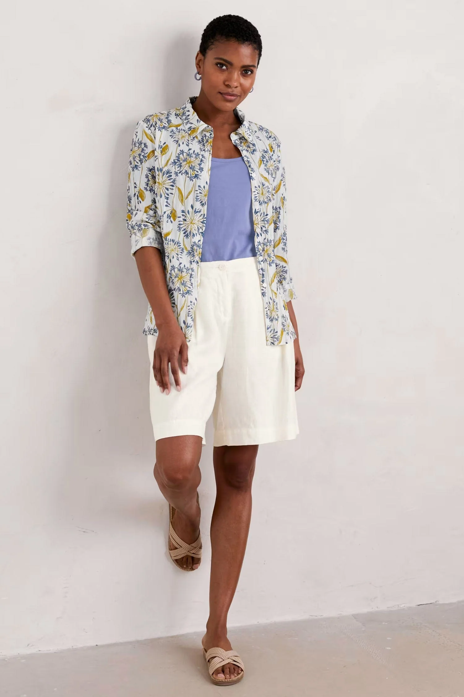 Larissa Organic Cotton Shirt - Agapanthus Lino Chalk - Image 3