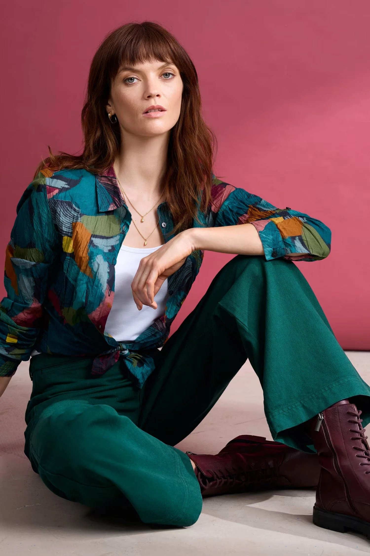 Larissa Organic Cotton Shirt - Lelant Abstract Mix - Image 2