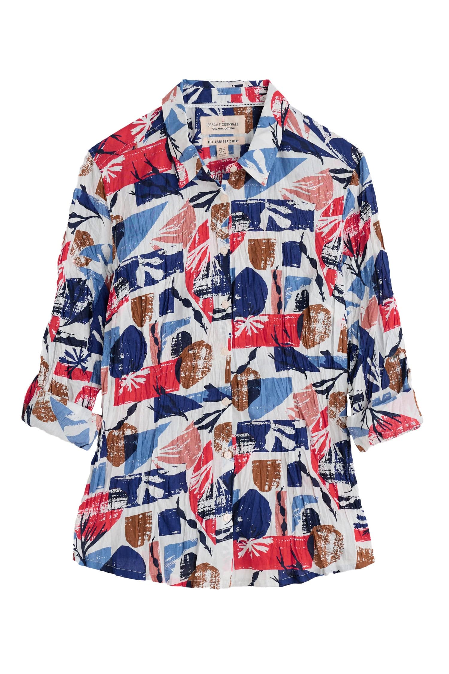 Larissa Organic Cotton Shirt - Marine Forms Chalk