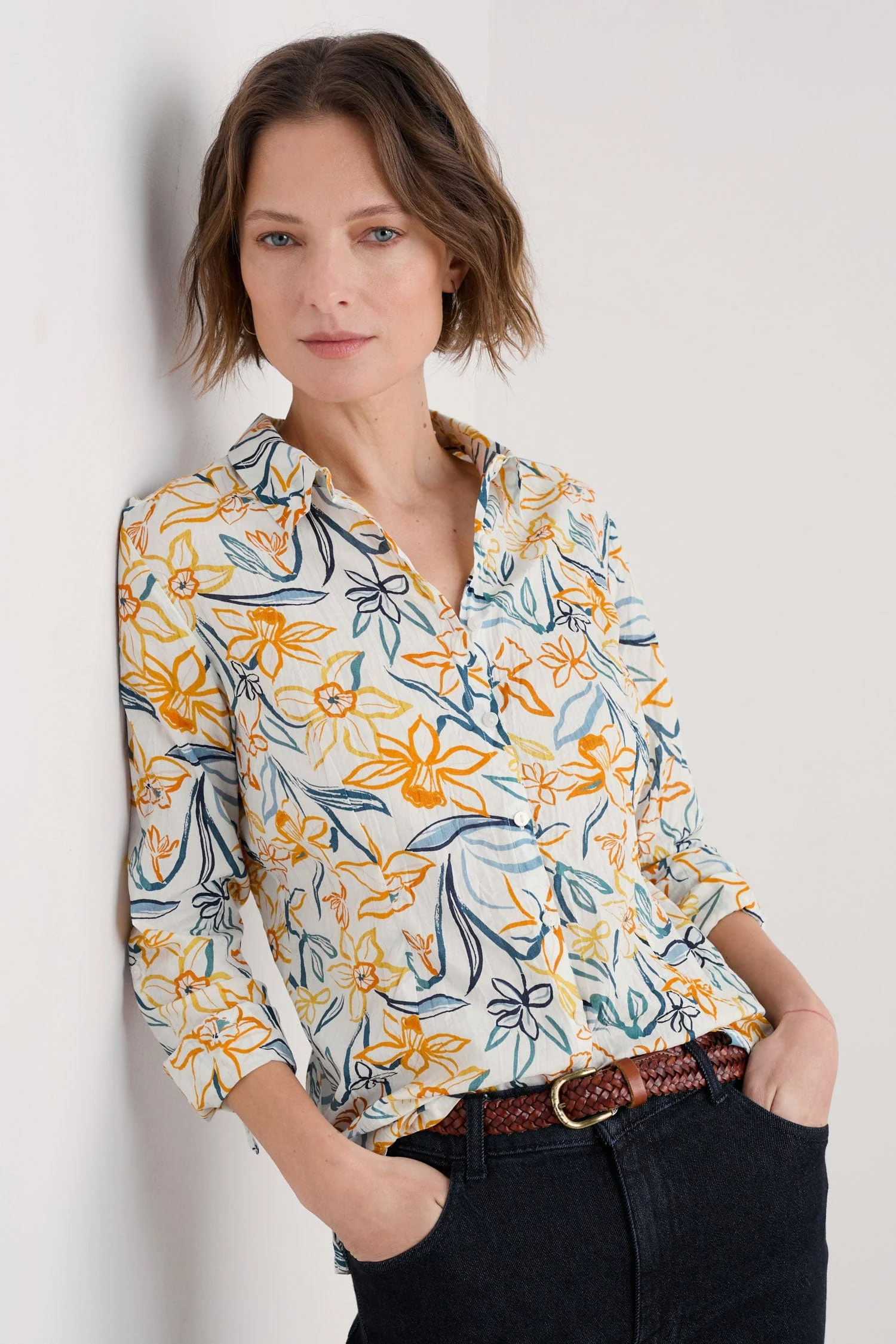 Larissa Organic Cotton Shirt - Painted Daffodil Chalk - Image 2