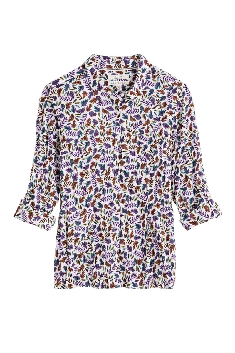 Larissa Organic Cotton Shirt - Sunlit Leaves Chalk