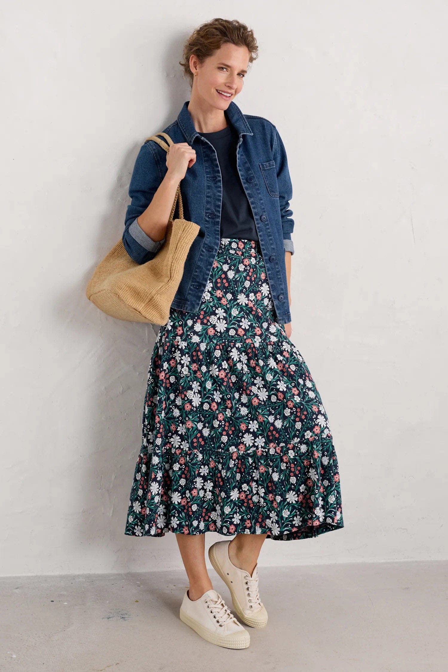 Line Strokes Skirt - Creekside Floral Maritime - Image 3