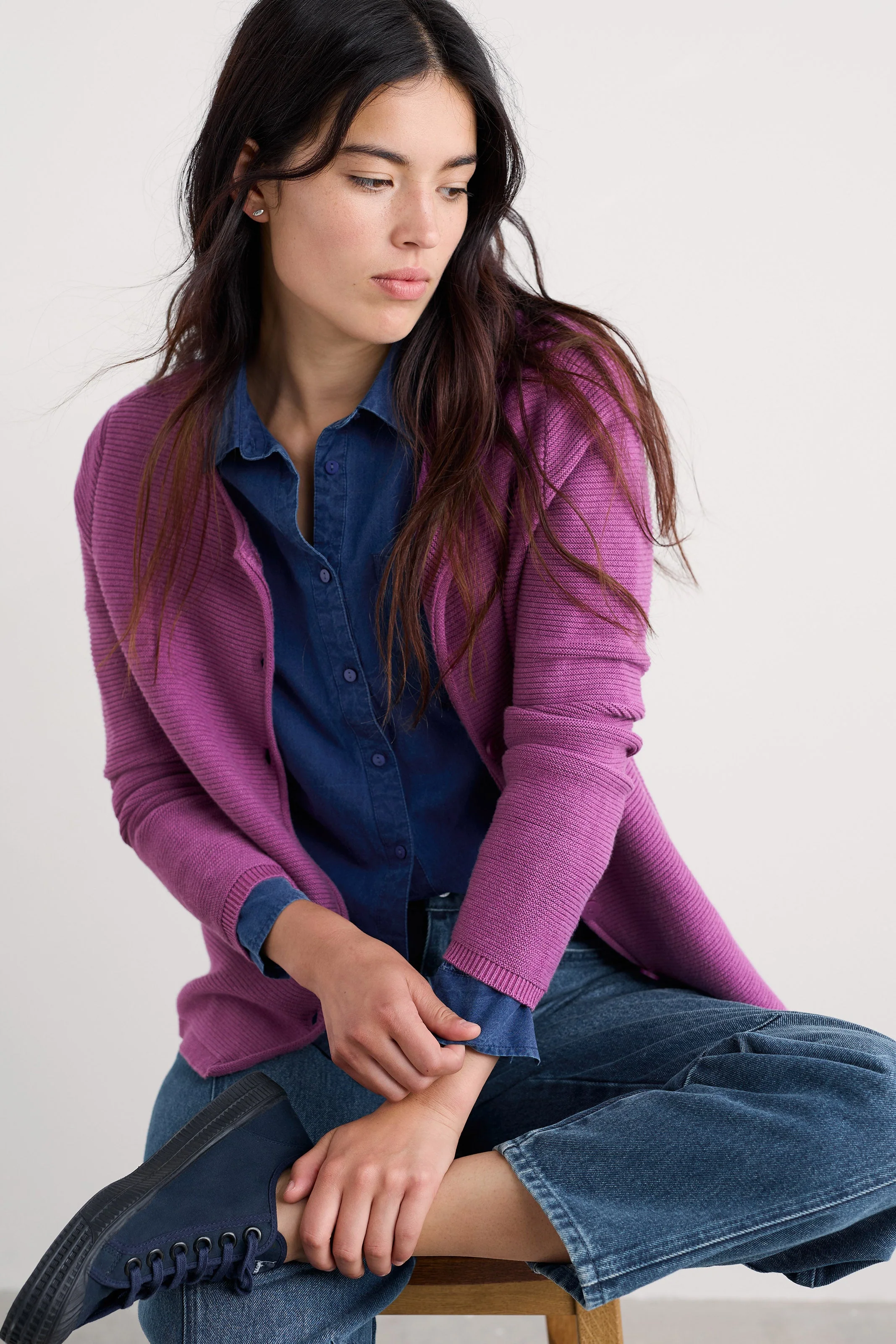 Makers Cotton Cardigan - Bright Orchid - Image 2