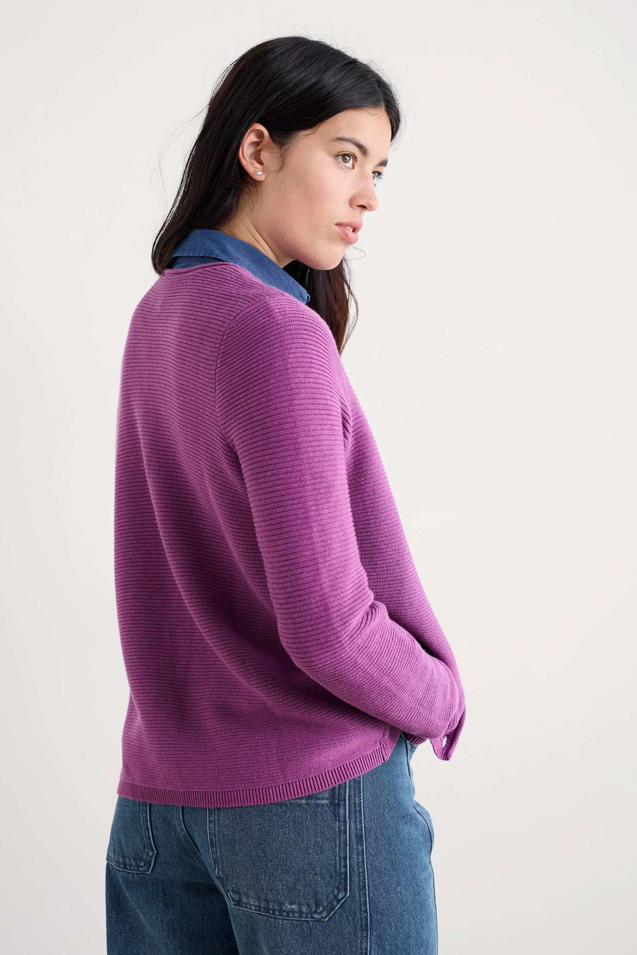 Makers Cotton Cardigan - Bright Orchid - Image 3