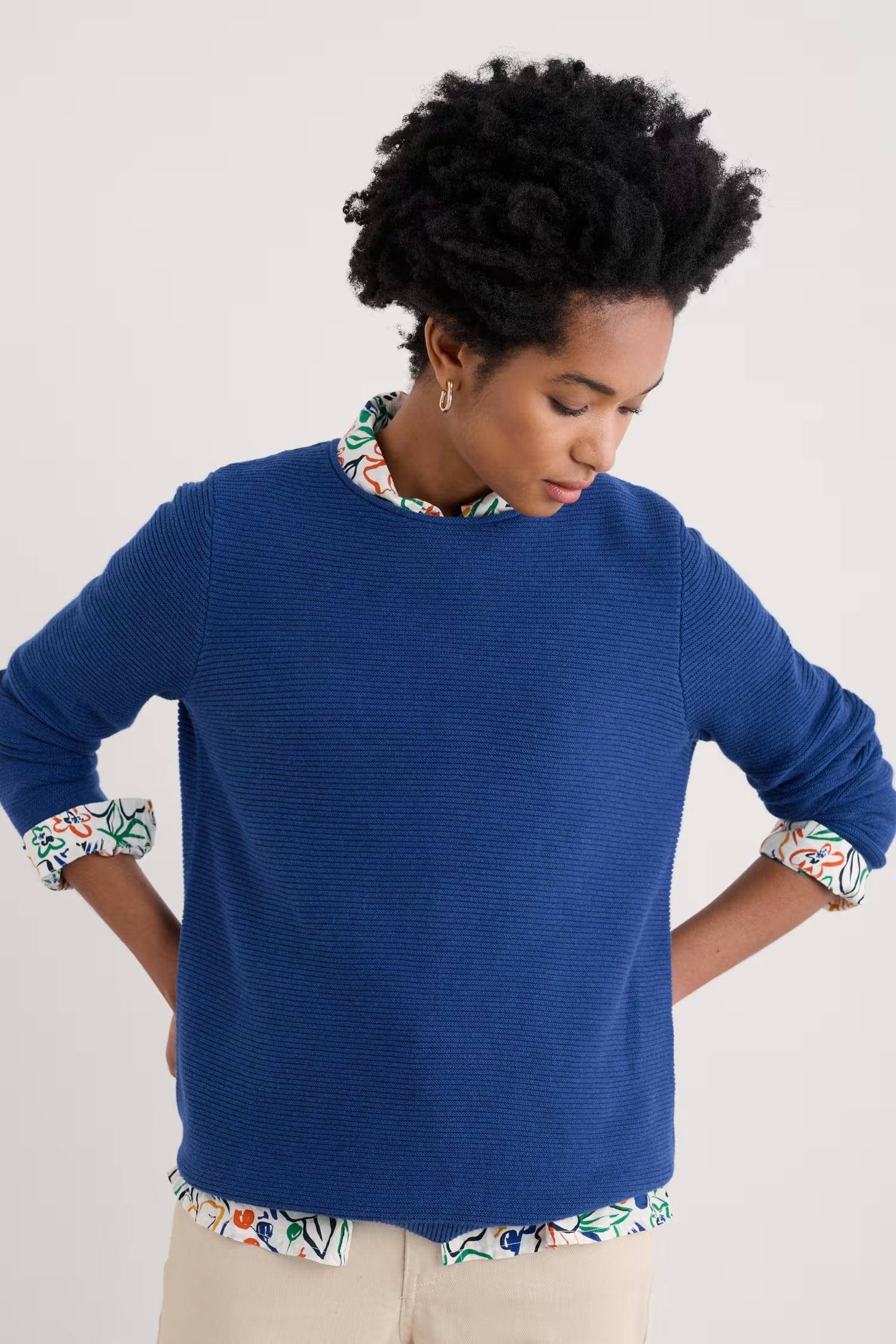 Makers Cotton Jumper - Washed Marine - Image 2
