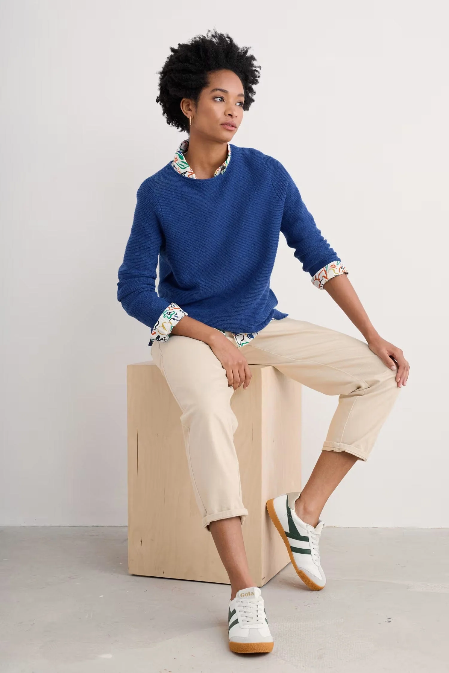 Makers Cotton Jumper - Washed Marine - Image 5