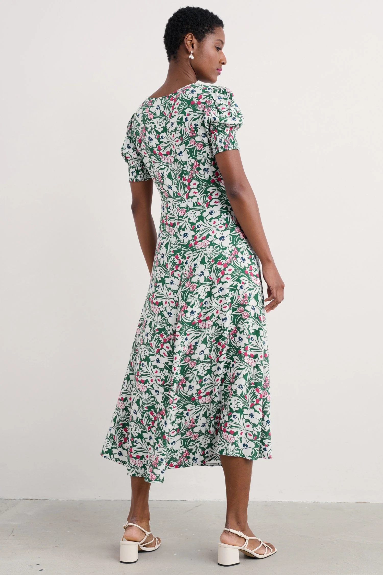 Marsh Violet Short Sleeve Dress - Garden Flowers Dark Forage - Image 3