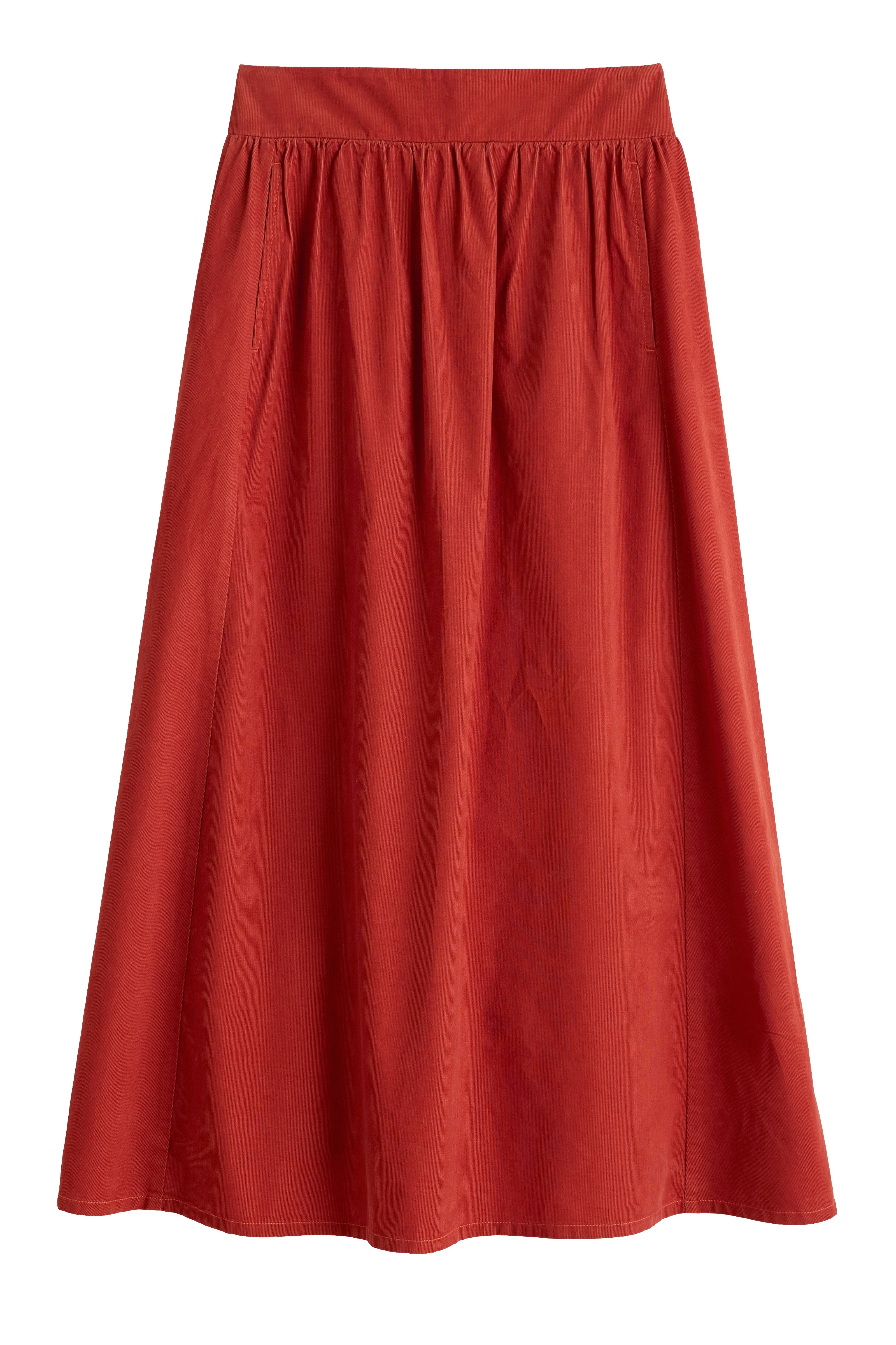 Mevagissey Organic Cotton Midi Skirt - Dark Cinnamon