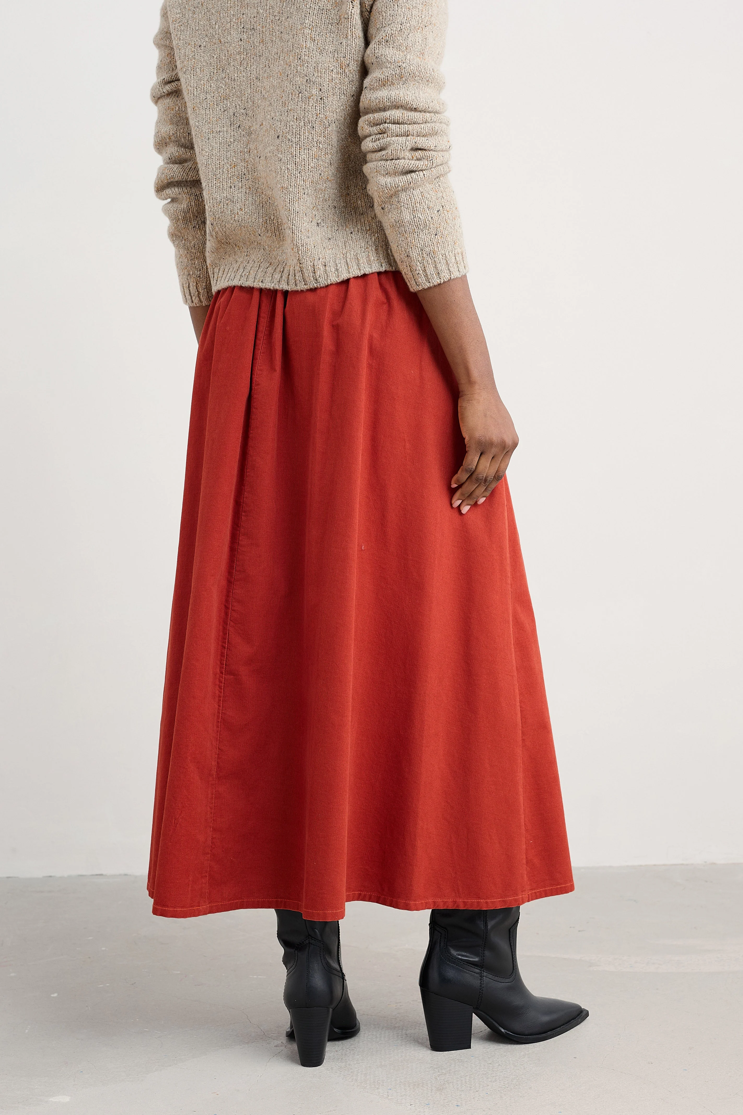 Mevagissey Organic Cotton Midi Skirt - Dark Cinnamon - Image 4