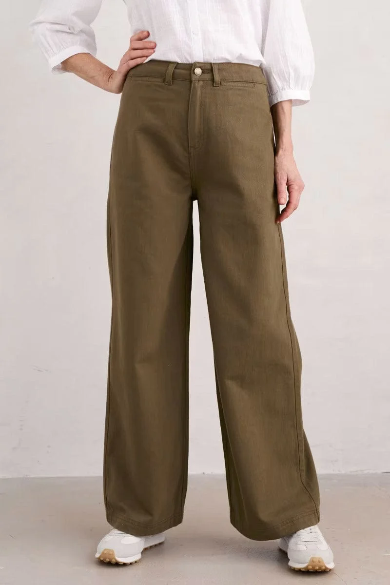 Milly Wide Leg Denim Trousers - Dark Seagrass - Image 3