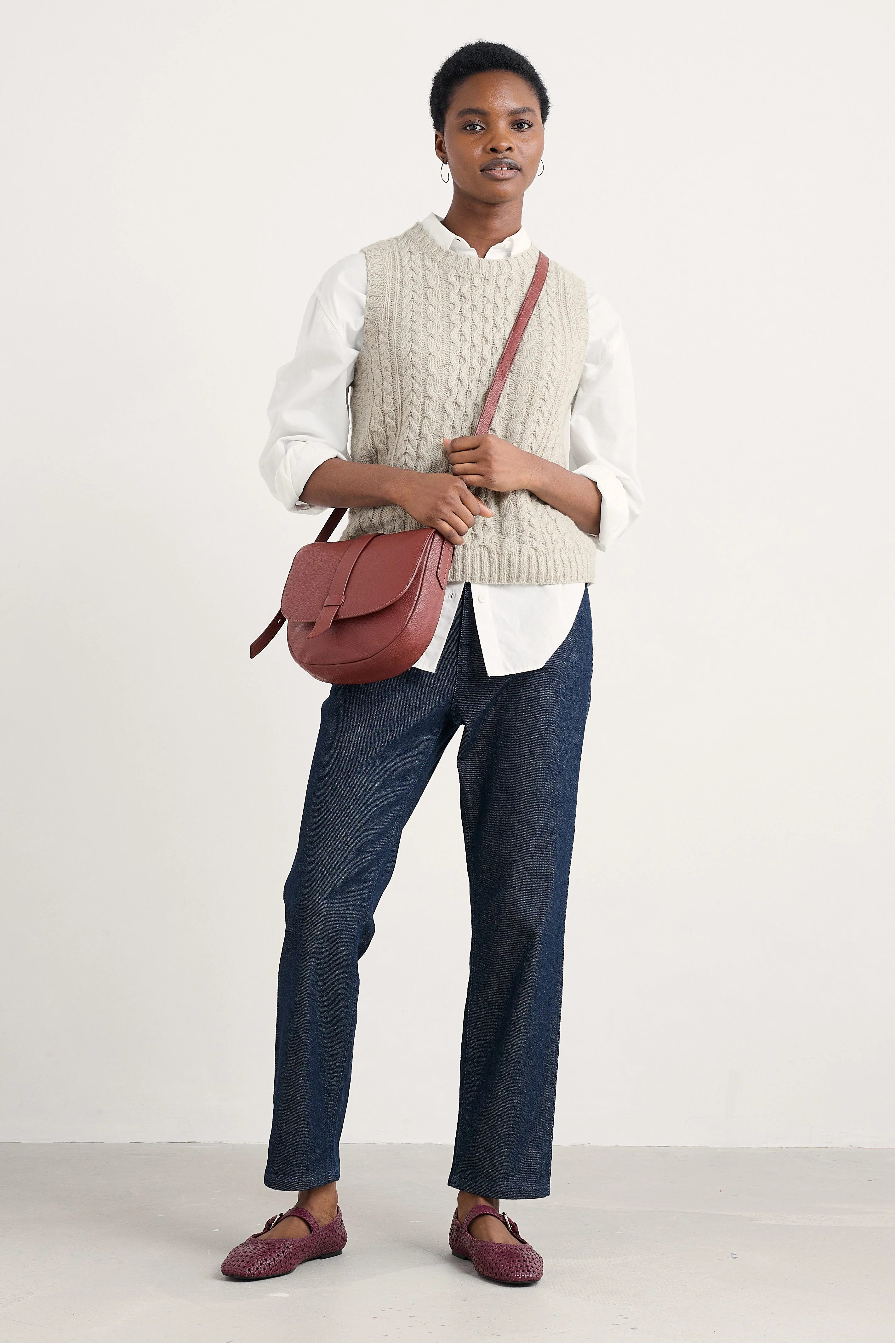 Newlyn Sleeveless Jumper - Aran - Image 2