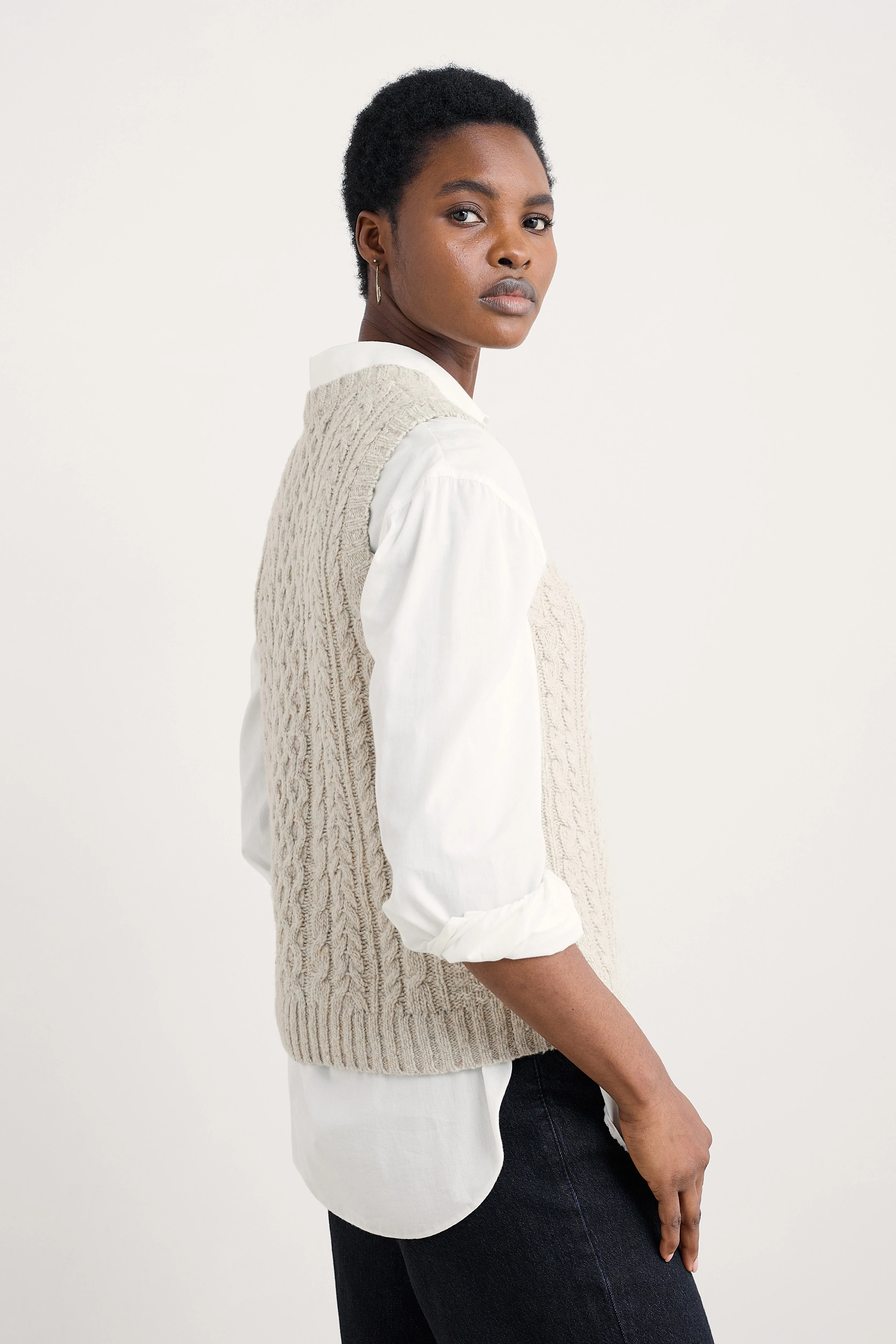 Newlyn Sleeveless Jumper - Aran - Image 3